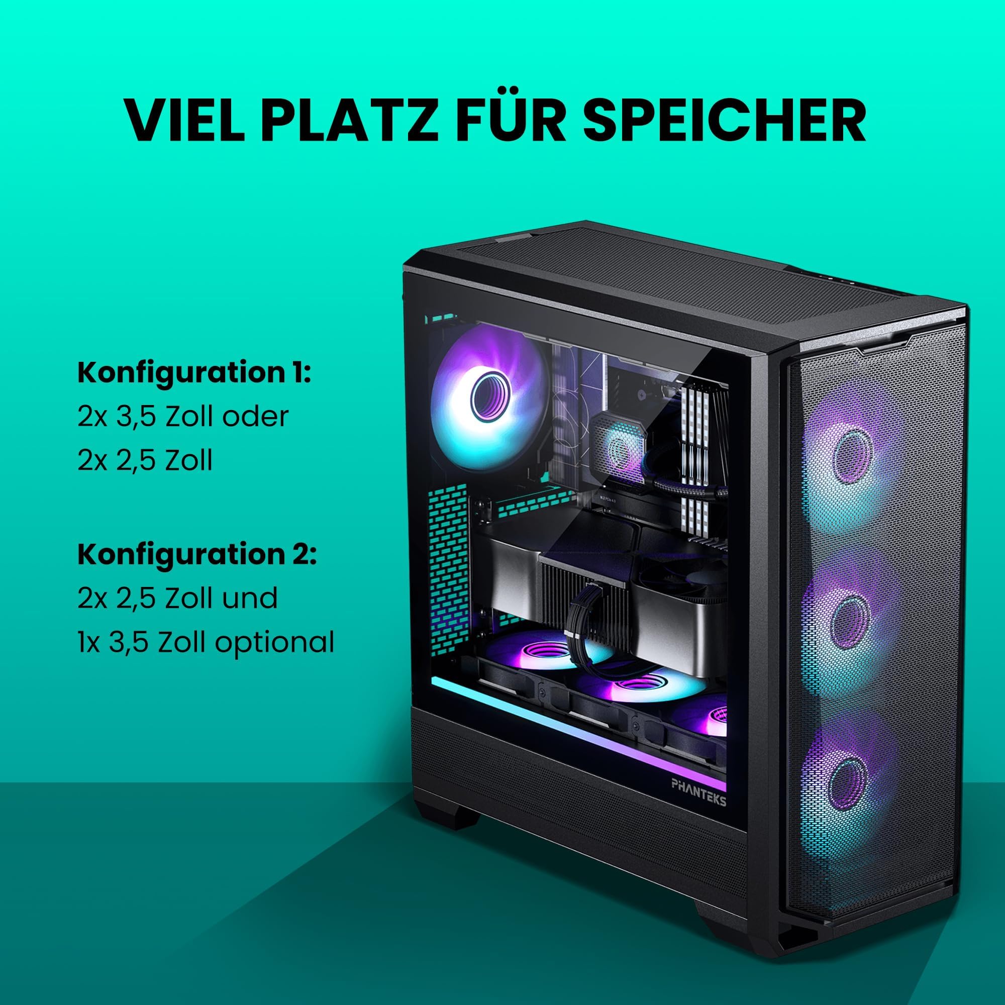 Phanteks Eclipse G400A, Case da Gaming Mid-Tower, 4 Ventole M25-140 Gen2 Incluse, Mesh ad Alto Flusso D'Aria, Finestra in Vetro Temprato, USB-C 3.2 Gen2, Nero
