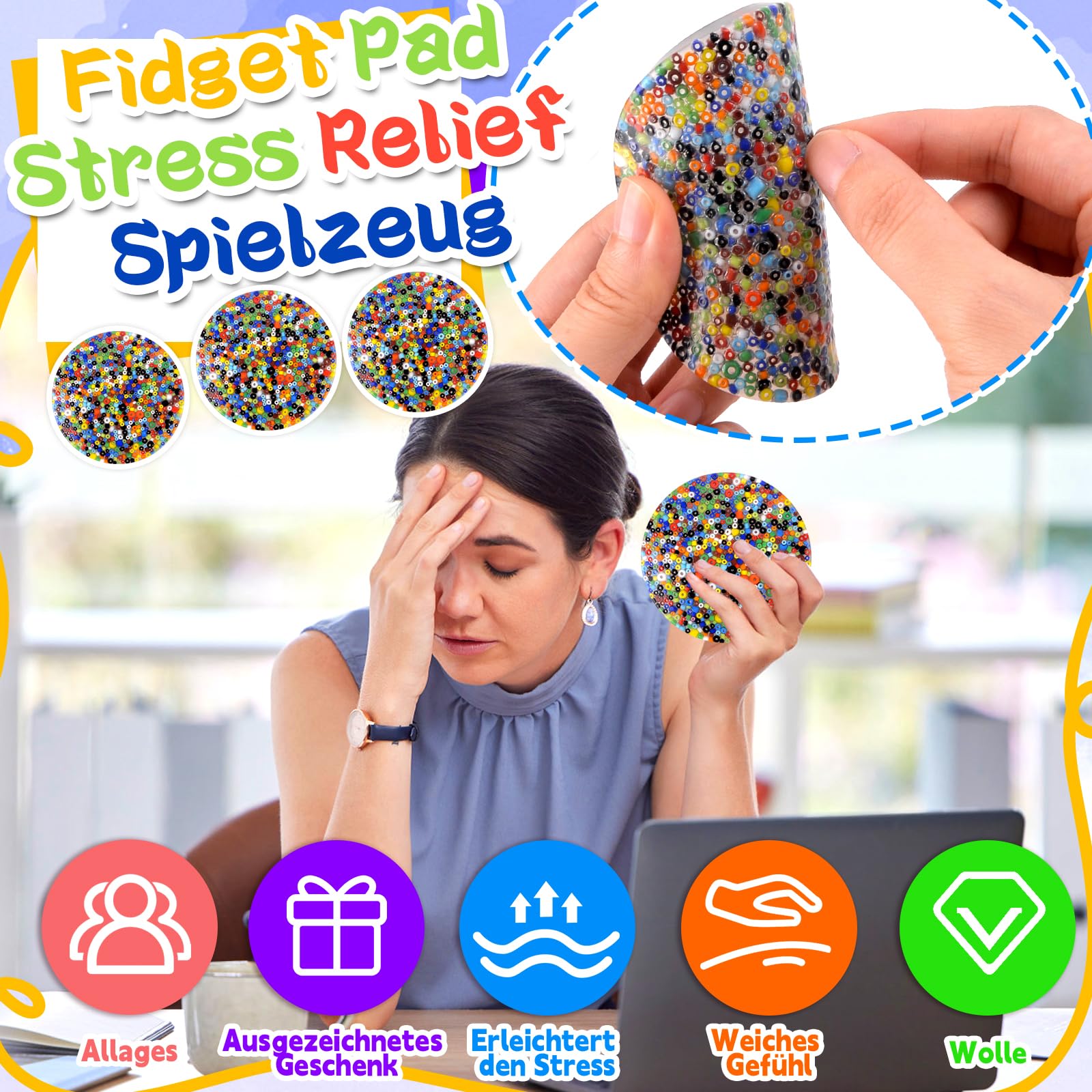 3PCS Skin Picking Fidget Toys, Picky Pad, Skin Picking Fidget, Picky Party Pad Fidget, Fidget Toy FüR Skin Picker, Sensorisches Spielzeug Zum Skin Pickin, OCD Relief Toys FüR Erwachsene Mit Adhs.