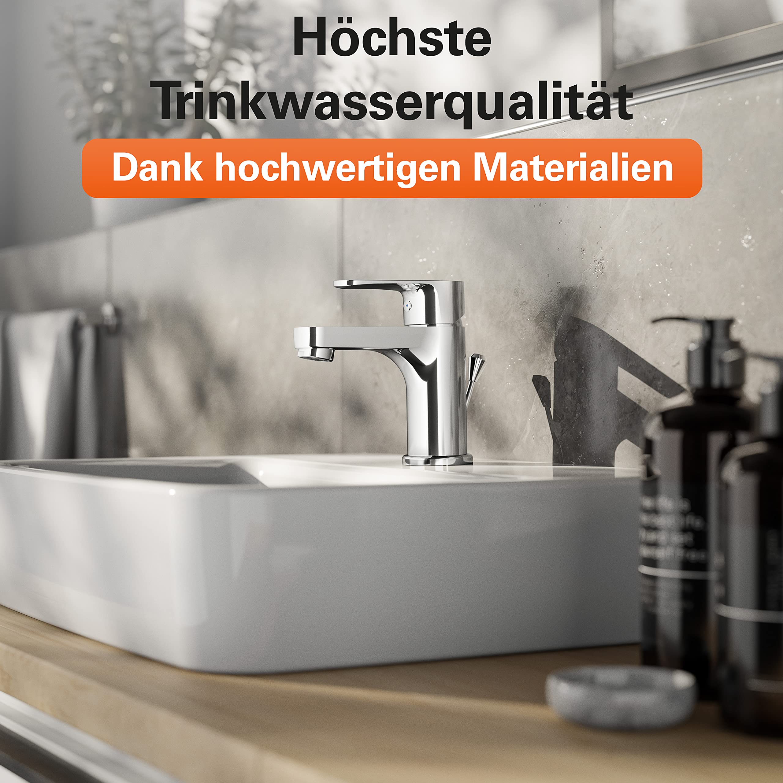 EISL Waschtischarmatur CLAUDIO, Wasserhahn Bad, Badarmatur, Einhebelmischer mit Ablaufgarnitur Chrom NI075CALCR