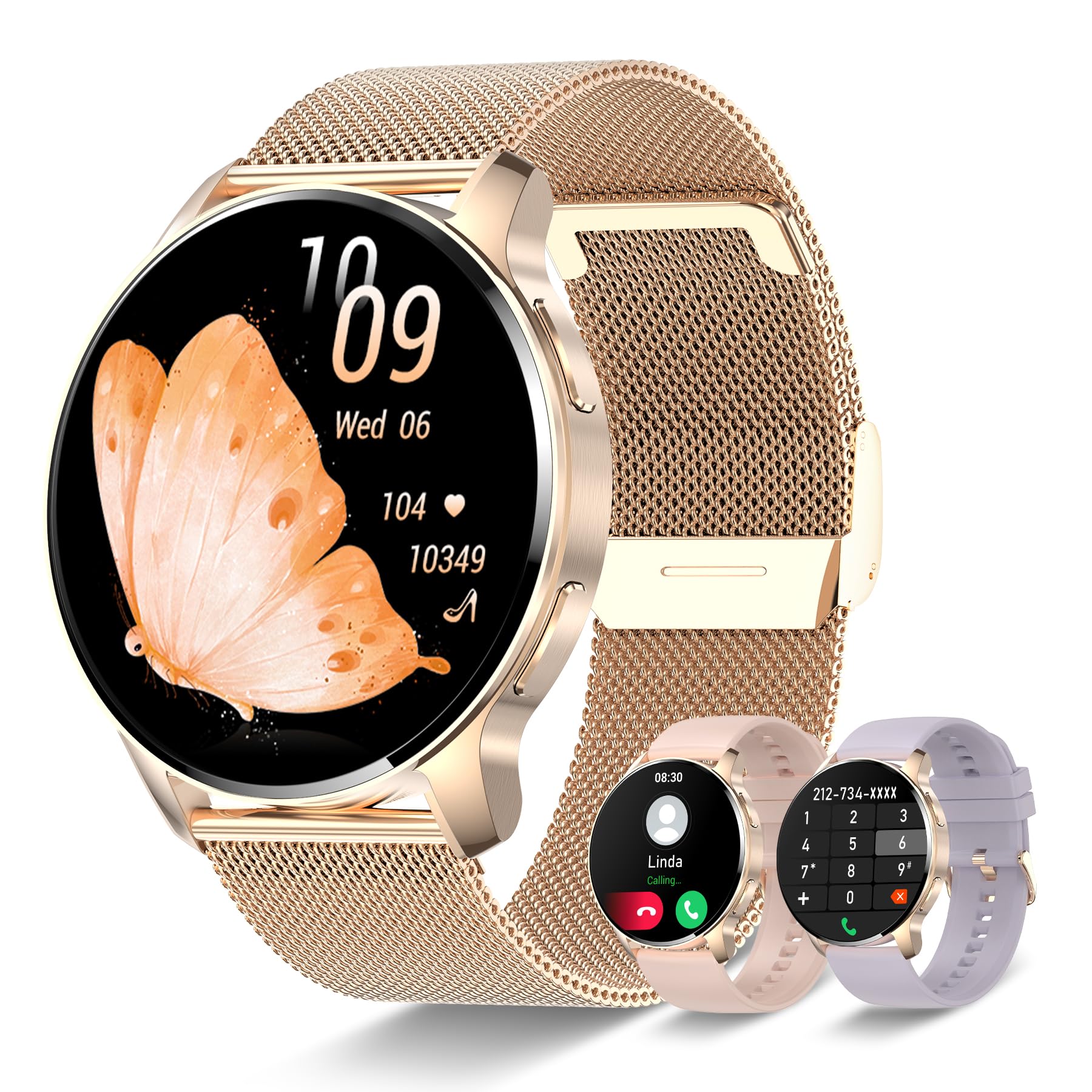 Smartwatch Donna Chiamata Bluetooth e Risposta, Orologio Digitale Donna con Sonno Cardiofrequenzimetro, 20 Sportivo Orologio Fitness Tracker Cronometro Contapassi, Impermeabile Smart Watch Android iOS