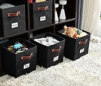 Vista 8 de DECOMOMO Storage Cubes, 13x13x13 Storage Cube Bins with Labels, Fabric Organizer Bins (13" / 6pcs, Black)