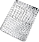 P&P CHEF Baking Sheets and Racks Set (2 Pans + 2 Racks), Stainless Steel Baking Sheet Oven Tray and Cooling Grid Rack for Cookies Meats, Size 16 x 12 x 1 Inch, Oven & Dishwasher Safe