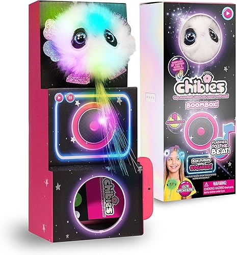 Chibies Boom Box - Ava Lindas mascotas de fiesta esponjosas que parpadean al ritmo de la música Personajes interactivos de animales suaves