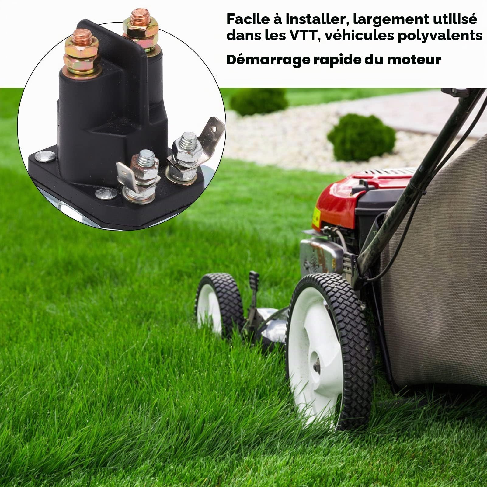 Walfront Relais de Démarreur 12V, 48W, 1A, Normalement Ouvert, Montage en Surface, Pièces de Rechange pour Tondeuse à Gazon, VTT, Véhicules Utilitaires, Motoneiges, Tracteurs