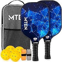 MTEN USAPA Approved Pickleball Paddles Set - Fiberglass Surface, 2 Rackets + 4 Balls + Bag for Men Women Beginners Pros
