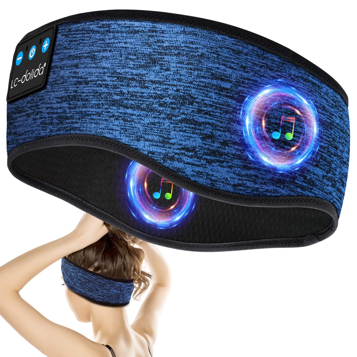 LC-dolidaSleep Headphones Headband with Bluetooth Headphones, 16+ Hrs Playback Ultra Soft Sleeping bed headphones with HiFi Speakers Lightweight Sleep Headband for Travel/Meditation/Yoga/Audio booksClimatePartner certified