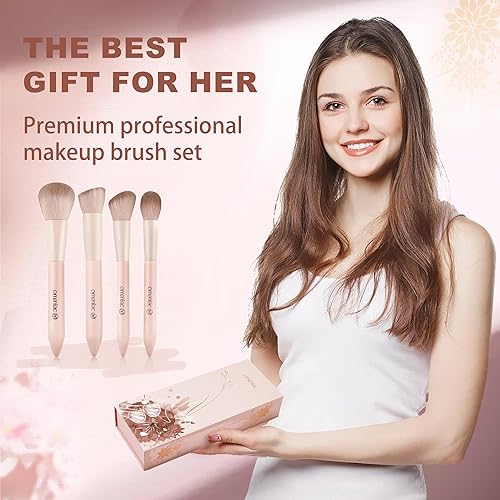 Miniatura 6 de OMANIAC Juego de brochas de maquillaje (15 unidades), correctores de polvo sintético de alta calidad, sombras de ojos, rubor, juego de brochas de