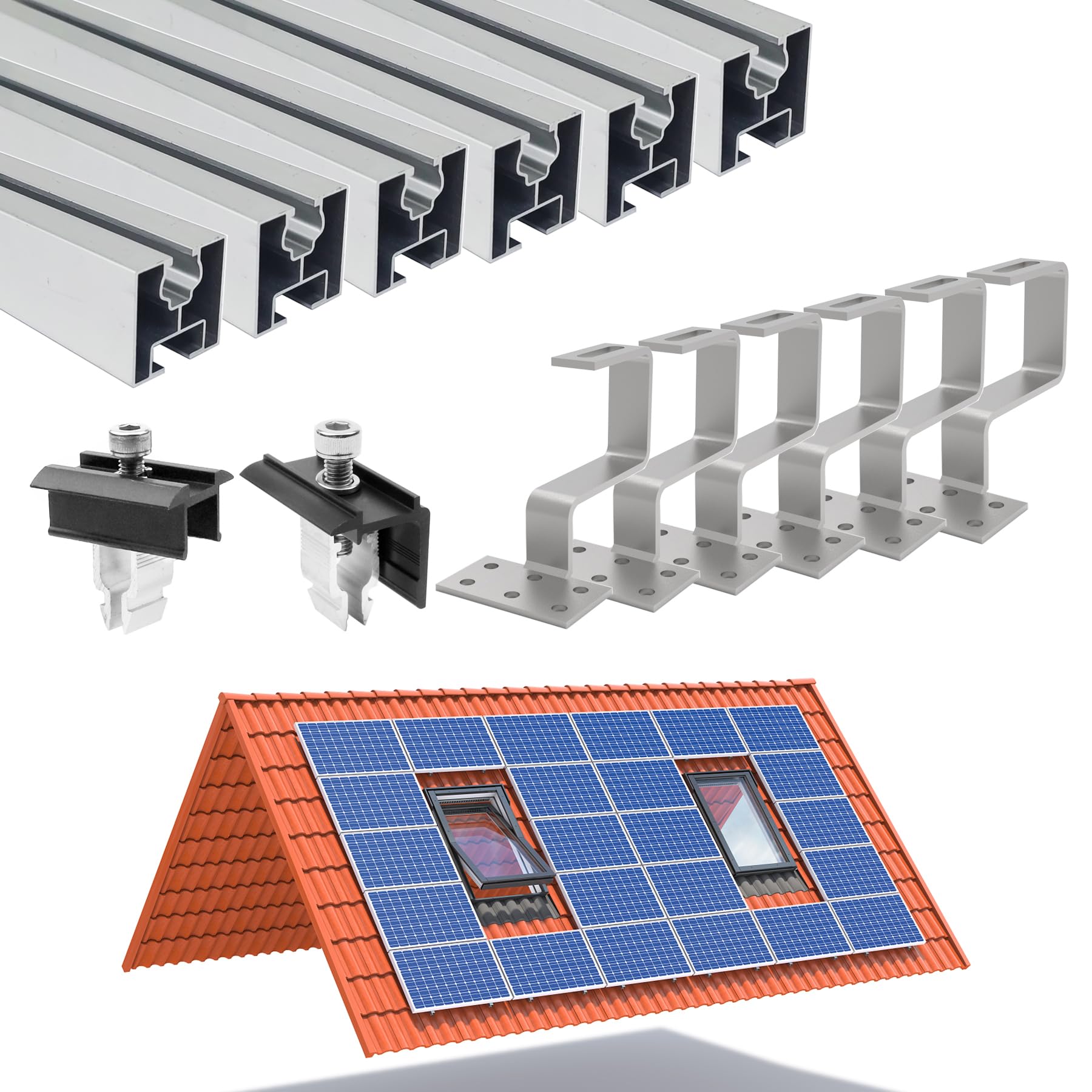 Solarpanel Halterung 1140MM, 4 Stück 45'' Flachdach Für 2 Solarmodul