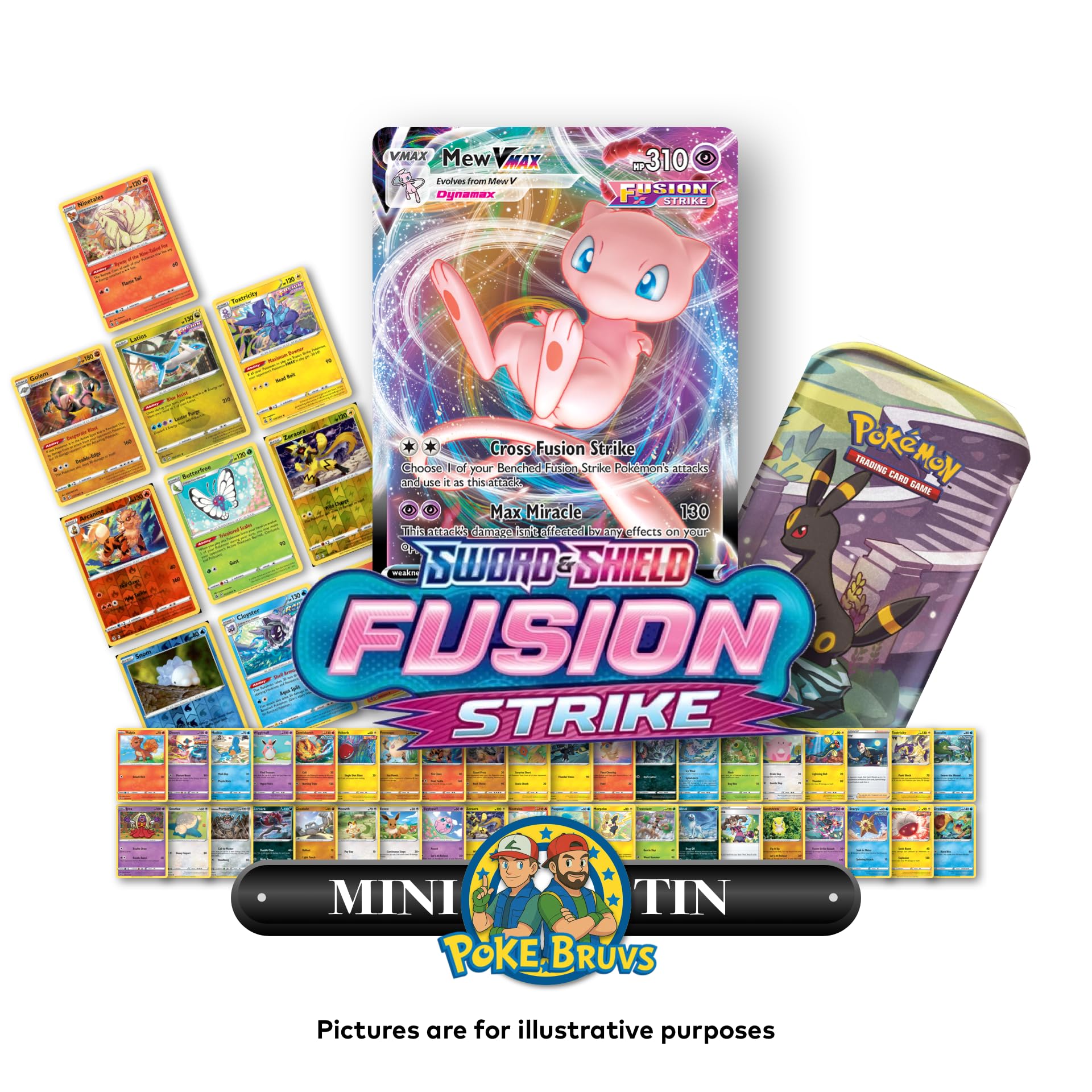 Ultimate Pokemon Sword&Shield Mystery Tin w/ 50 Pokemon cards including 10 Guaranteed Holos | 1x Rare Sword&Shield Era Card | 1x Official Pokemon Mini Tin and Coin | By The Poke Bruvs