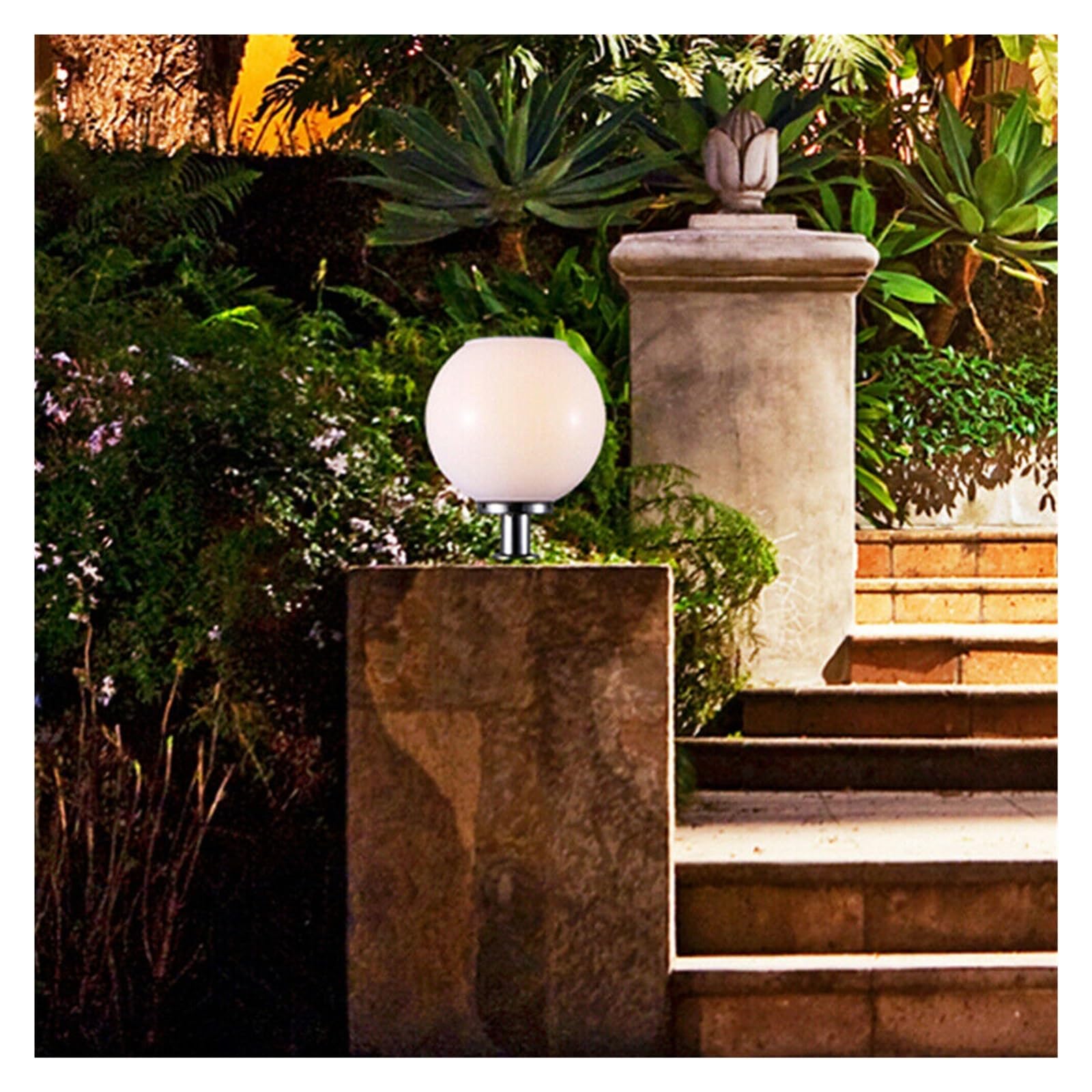 Luces de poste solares al aire libre Energía Solar LED Acrílico Bola Redonda Luz Hogar Jardín Camino Pared Pilar Lámpara Cabeza Luz For Jardín Villa Pilar Hotel Decoración