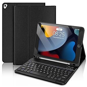Keyboard Case for iPad 9th Generation 2021 10.2 Inch, Detachable Wireless Rechargeable Keyboard for iPad 8th/7th Gen, Slim Folio Stand Cover with Pencil Holder for iPad Pro 10.5" / iPad Air 3rd Gen