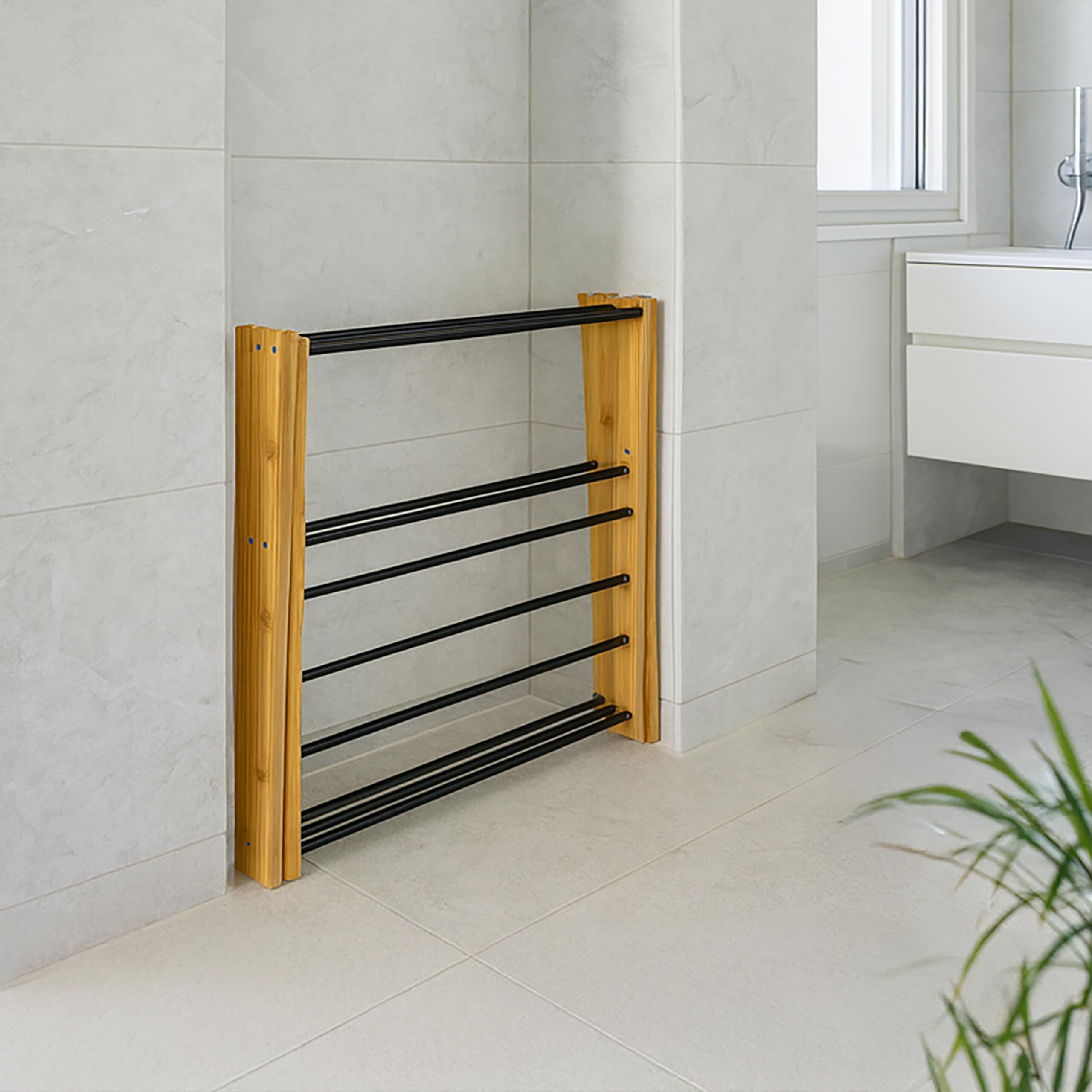 Relaxdays Stendibiancheria Pieghevole, Stendino Verticale Torre, 11 Aste Stendi Panni, 115x73x33cm