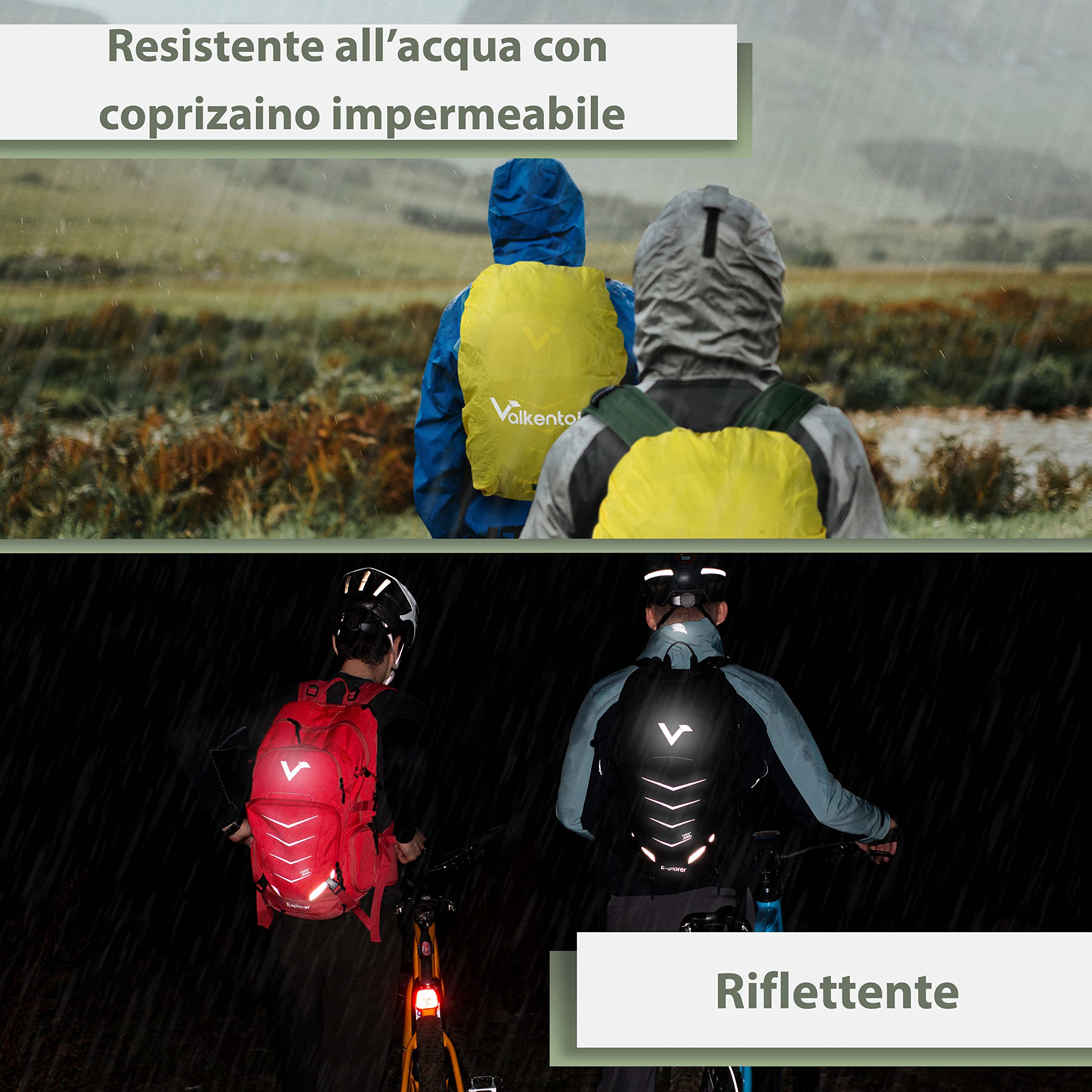 Valkental - Zaino di Alta Qualità e Sostenibile con Cinture Fianchiali Riponibili | 22L | Espandibile con Marsupio - Perfetto per Escursionismo, Trekking, Ciclismo e Attività all'Aperto