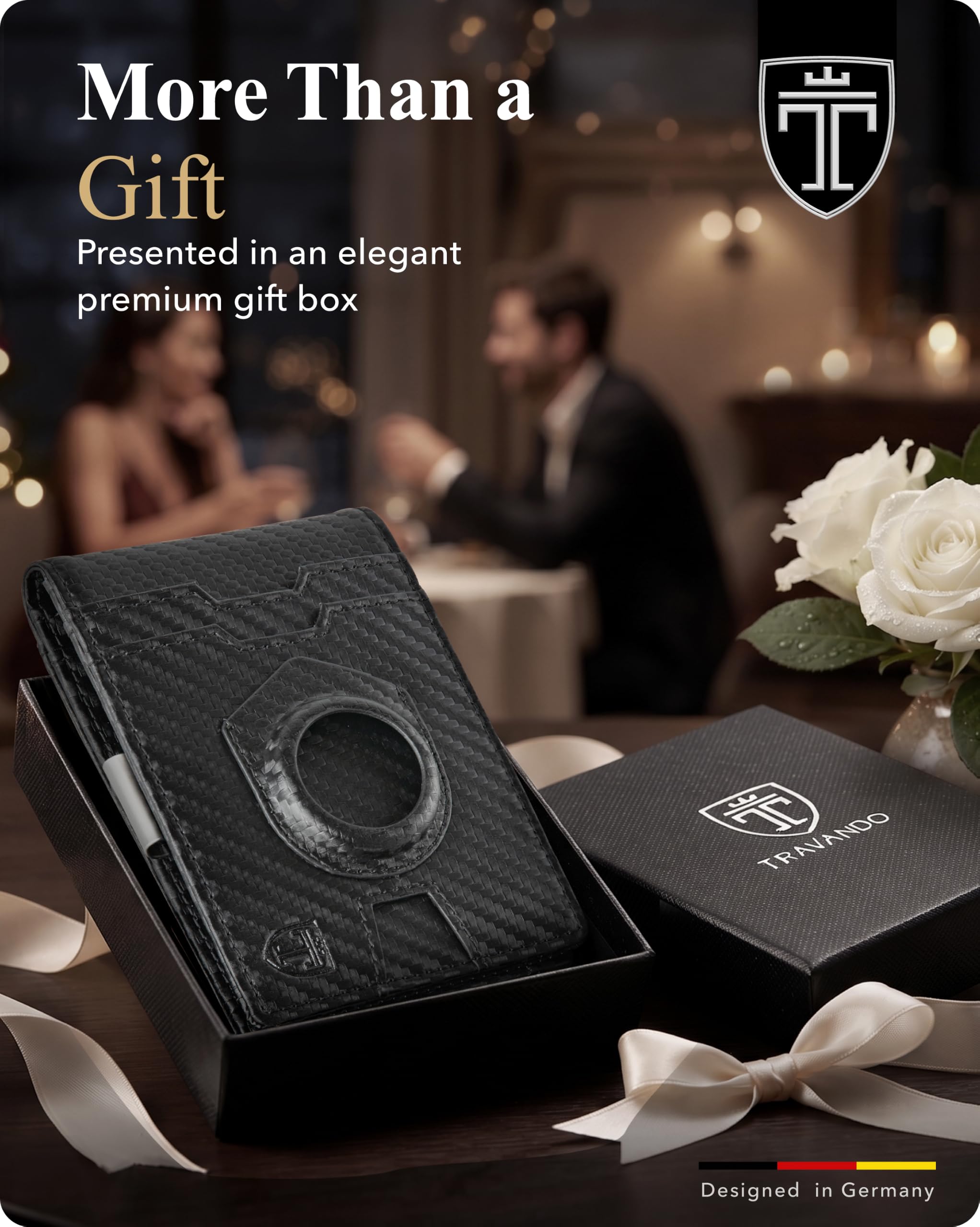 Travando AirTag* Herren-Geldbörse mit Geldklammer, Kartenhalter, RFID-blockierend, Bifold Geschenke für Männer