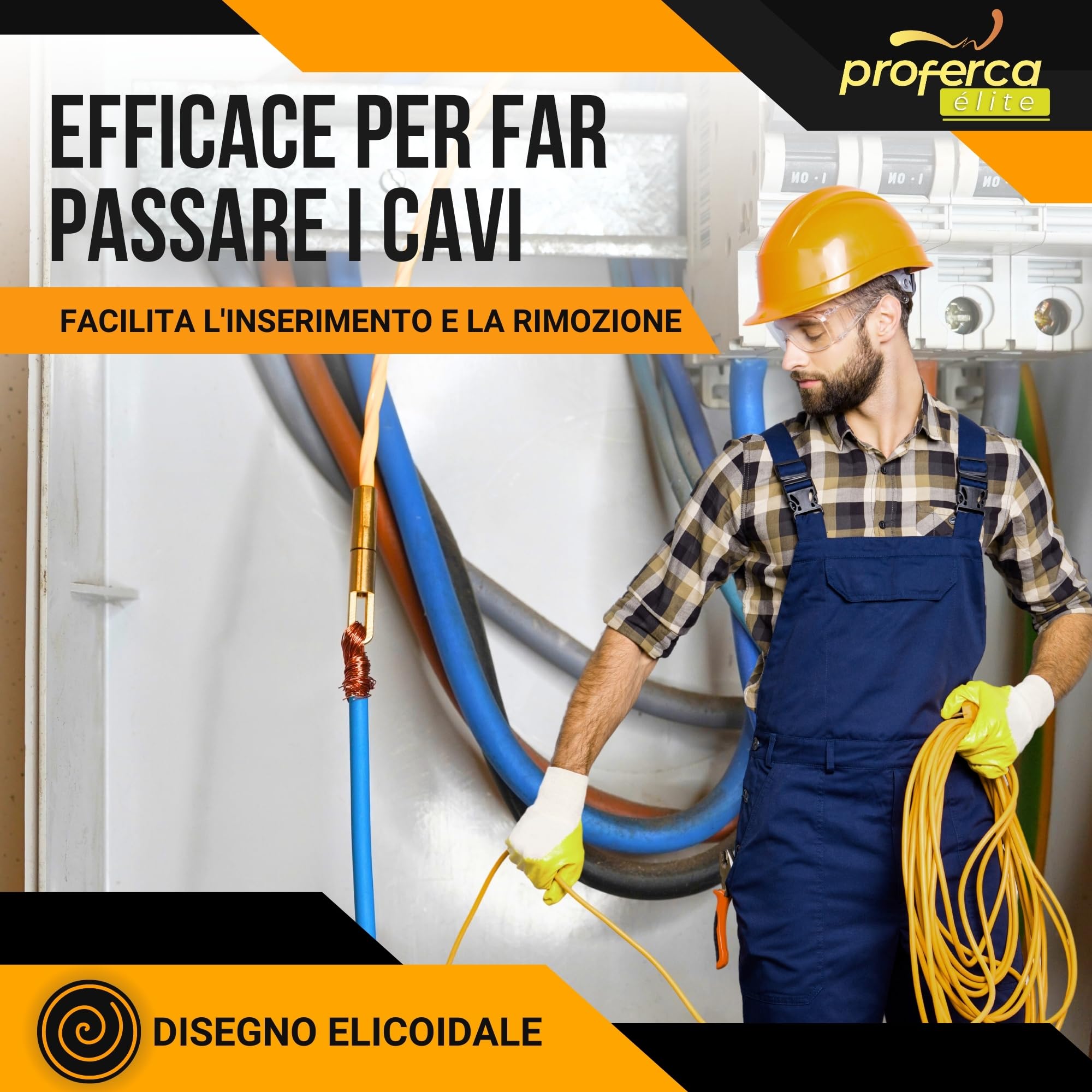 Sonda Passacavi Professionale 3mm 15 metri | Sonda Elettricista | Accessori Intercambiabili | Molla Elettricista