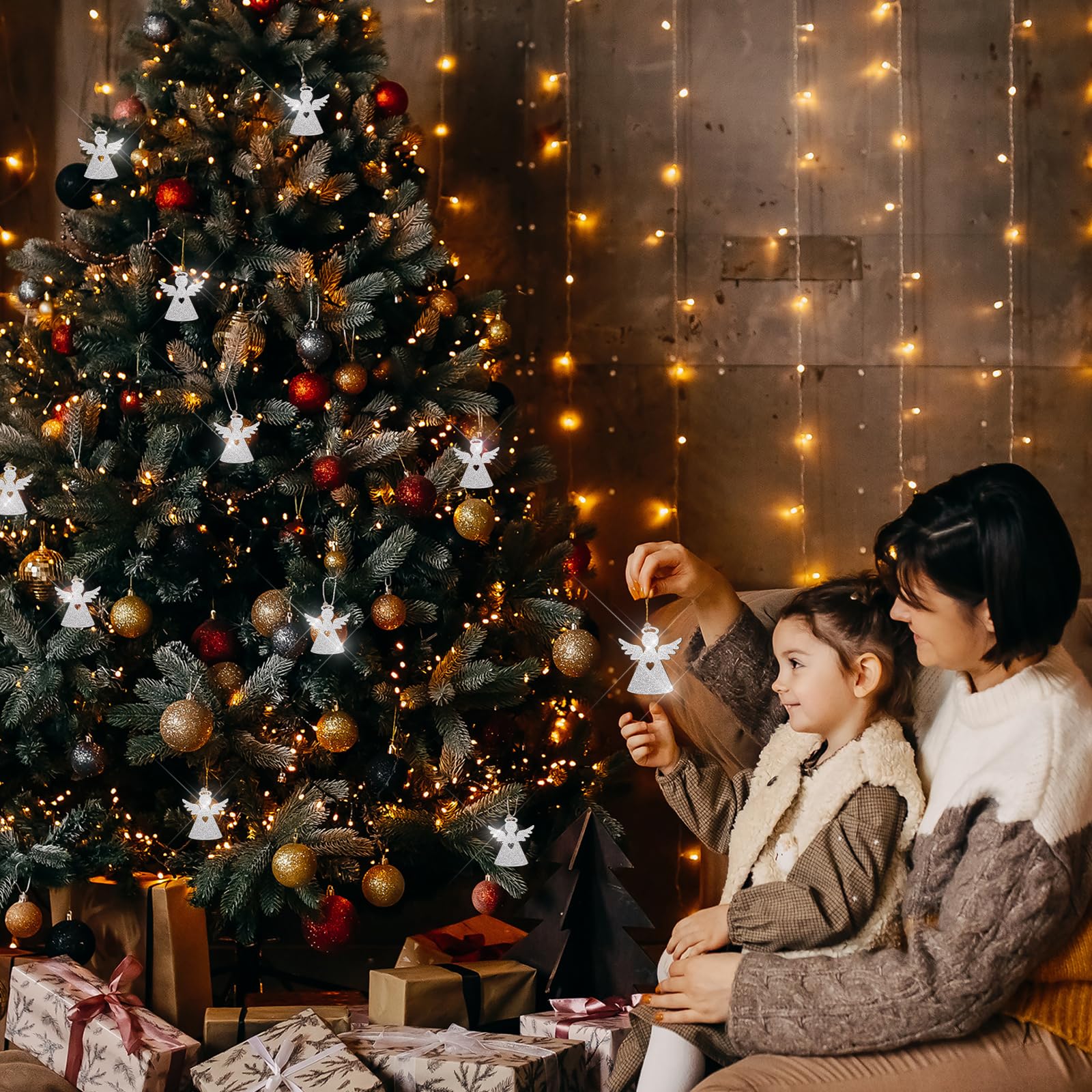 36 Weihnachts Holzanhänger Set - DIY Weihnachtsschmuck Mit Schlüsselband Für Baumdekoration