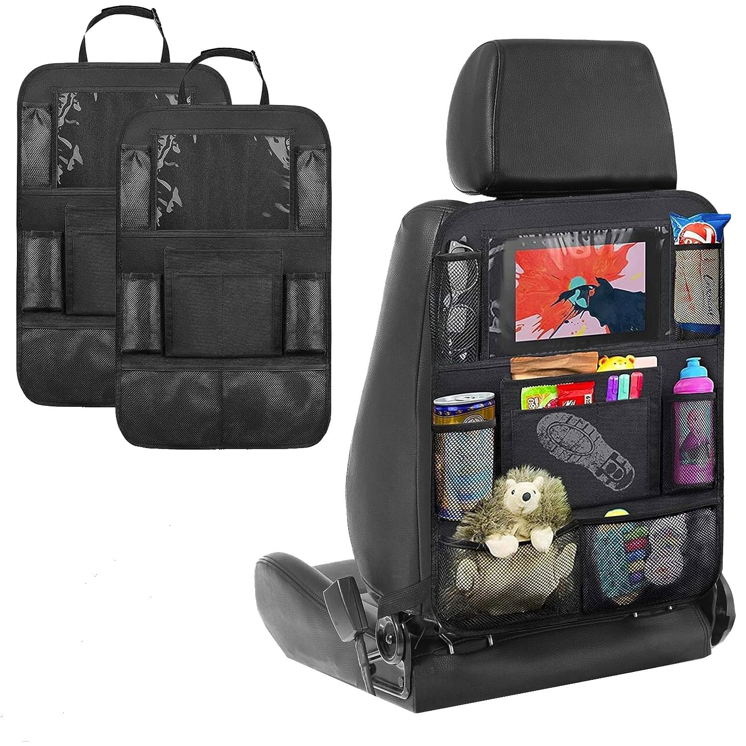 KWAYA 2 Piezas Organizador de Asiento de Coche para Jeep Cherokee/Commander/Compass/Renegade, Multi-Bolsillo Protector Trasero del Asiento de Coche para Niños