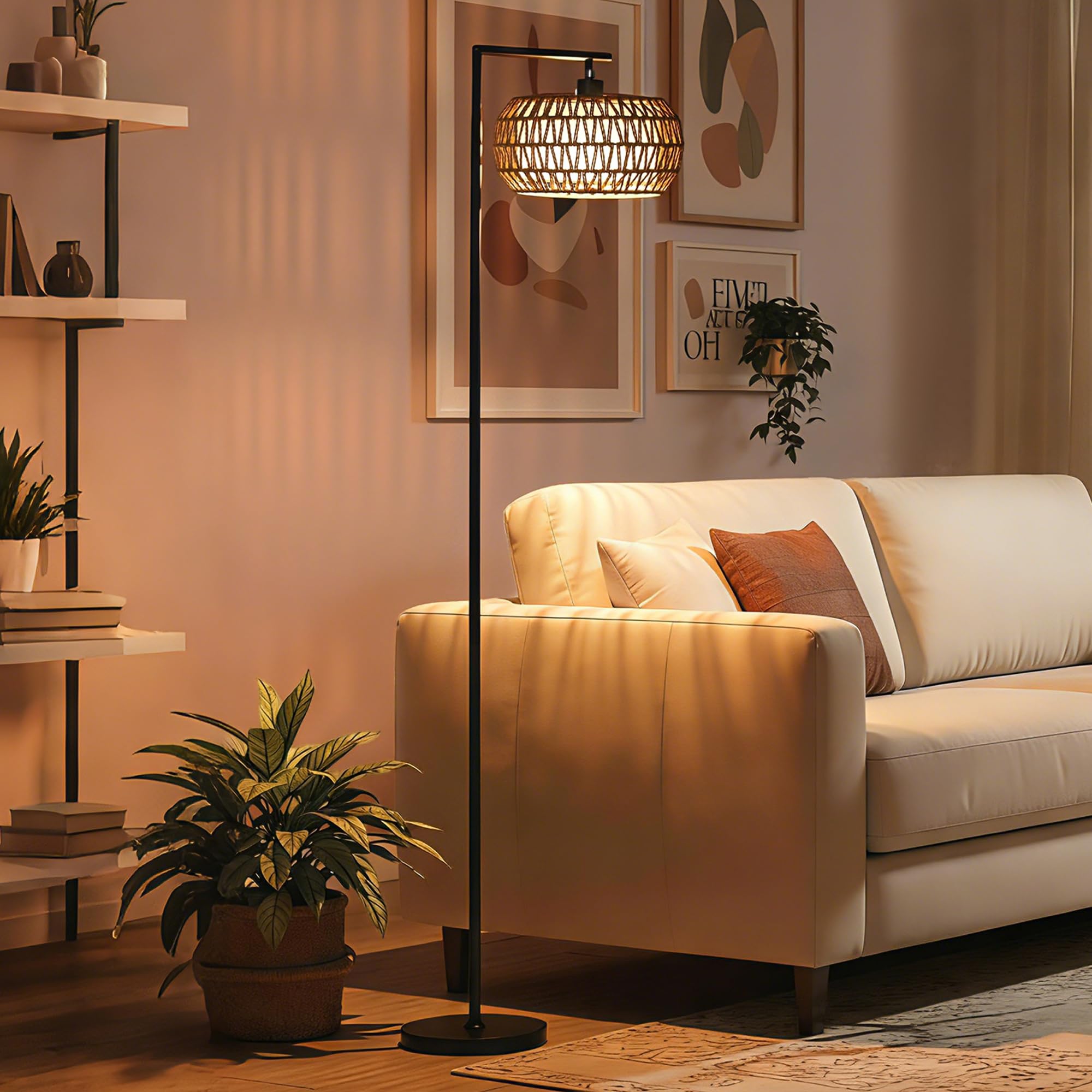 HOMCOM Floor Lamp - Adjustable Color Temperature & Stepless Dimming - Black - Large