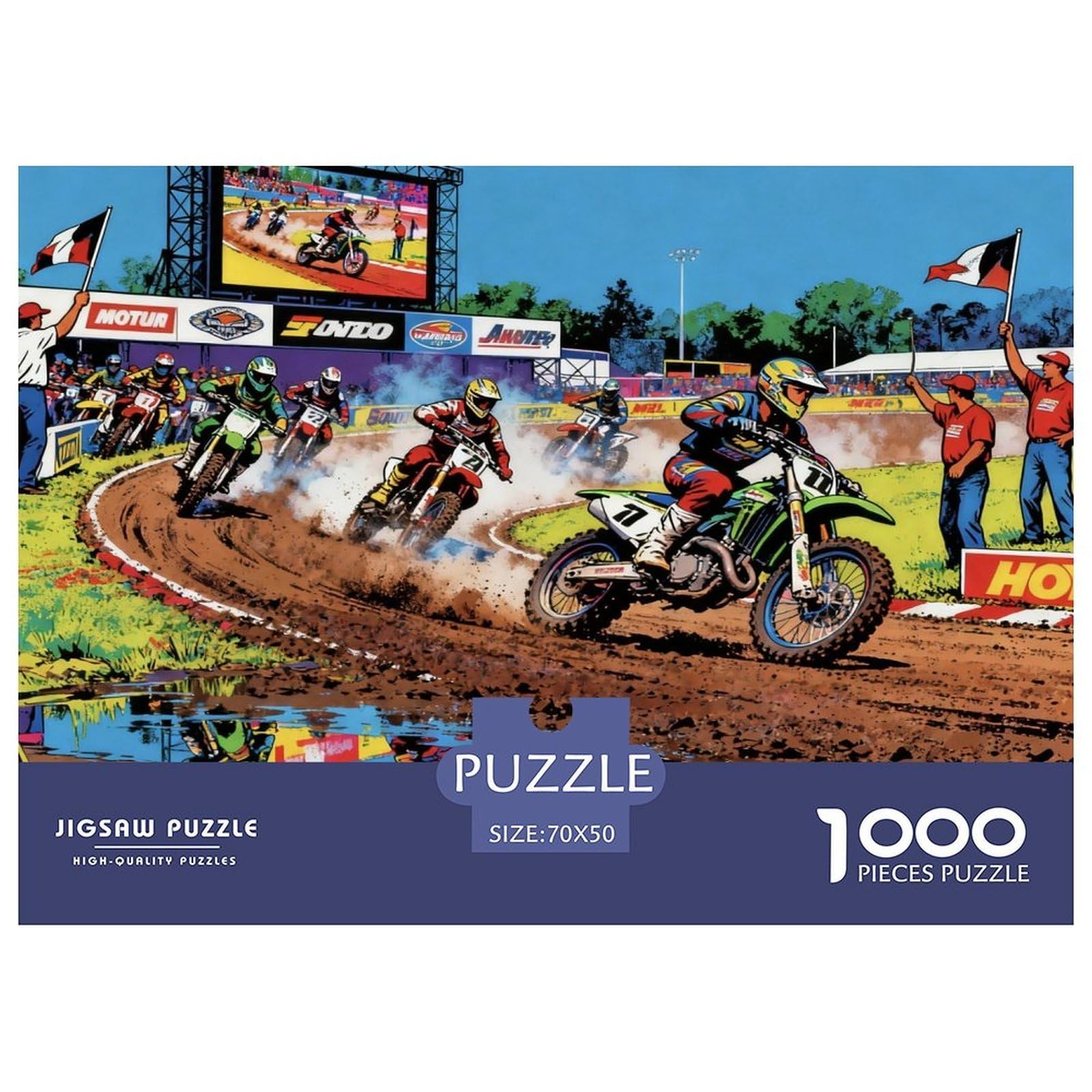 Dirtbike Wooden Jigsaw Puzzle Waterproof 1000 Piece Puzzles for Adults Colourful Challenging Games
