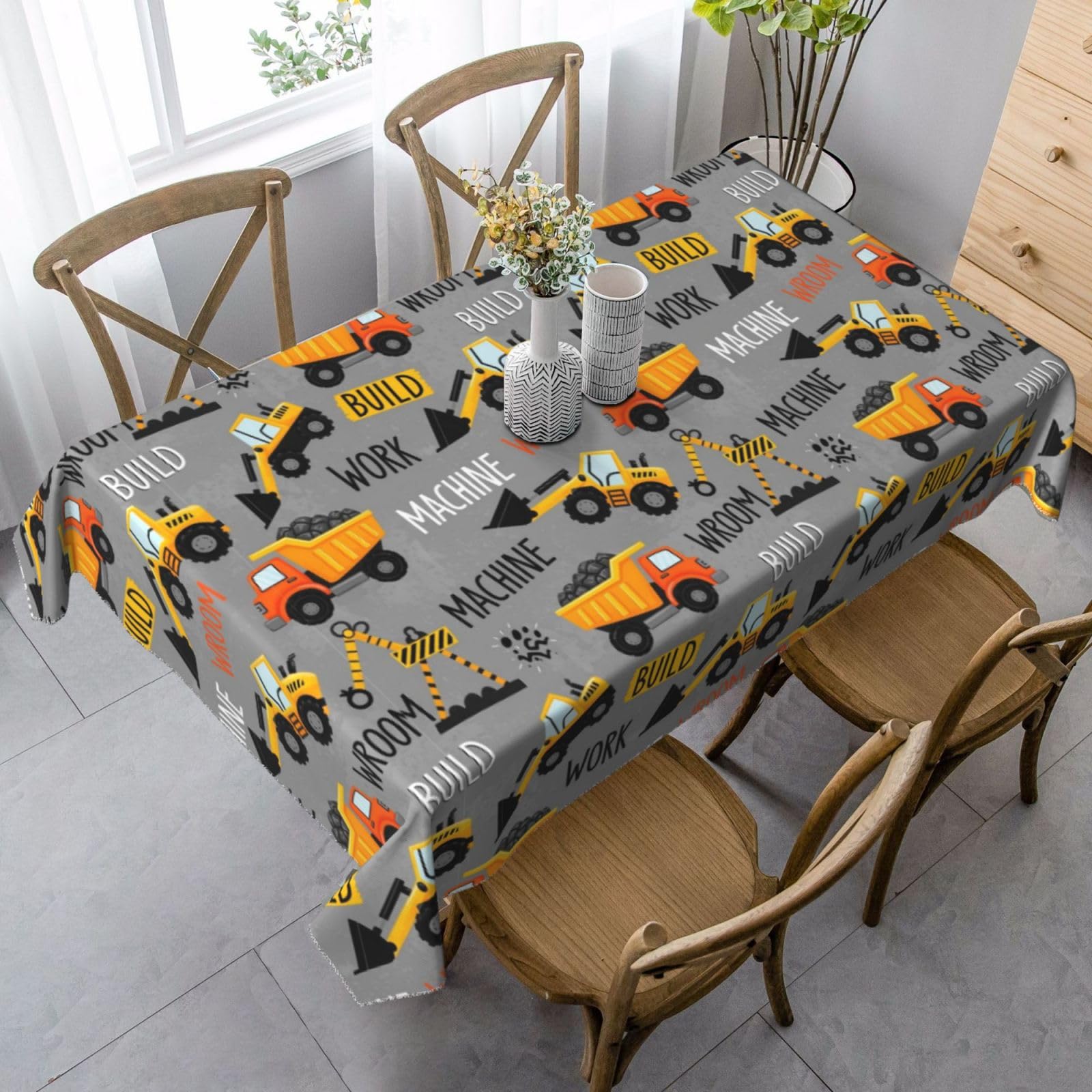 Nappe de table tracteur et camion pour un pique-nique en famille ou un anniversaire au jardin