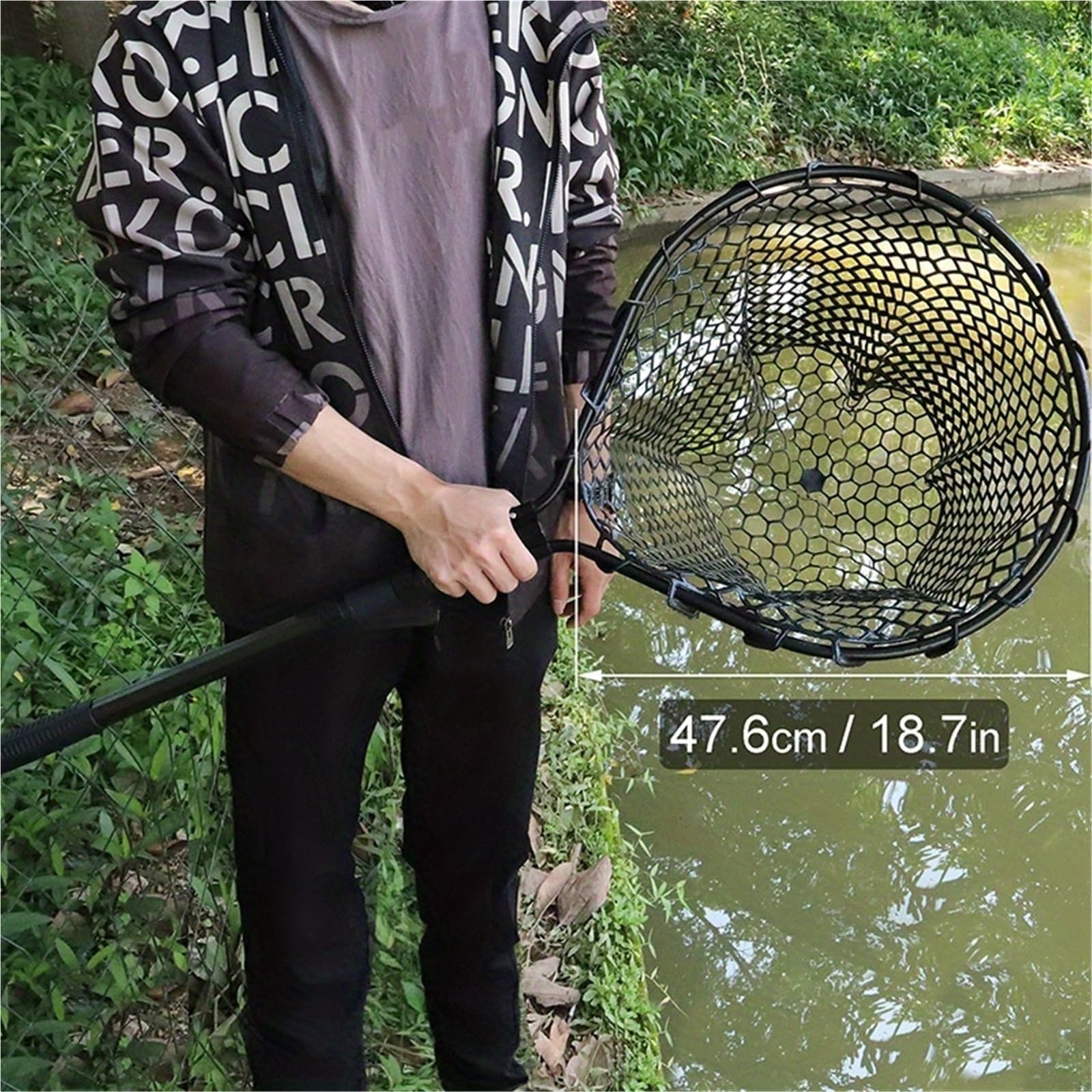 1 pz Rete da Pesca In Gomma Guadino Grande Per Acqua Salata Duty Grande Pieghevole Retrattile Rete Da Pesca Manico Lungo