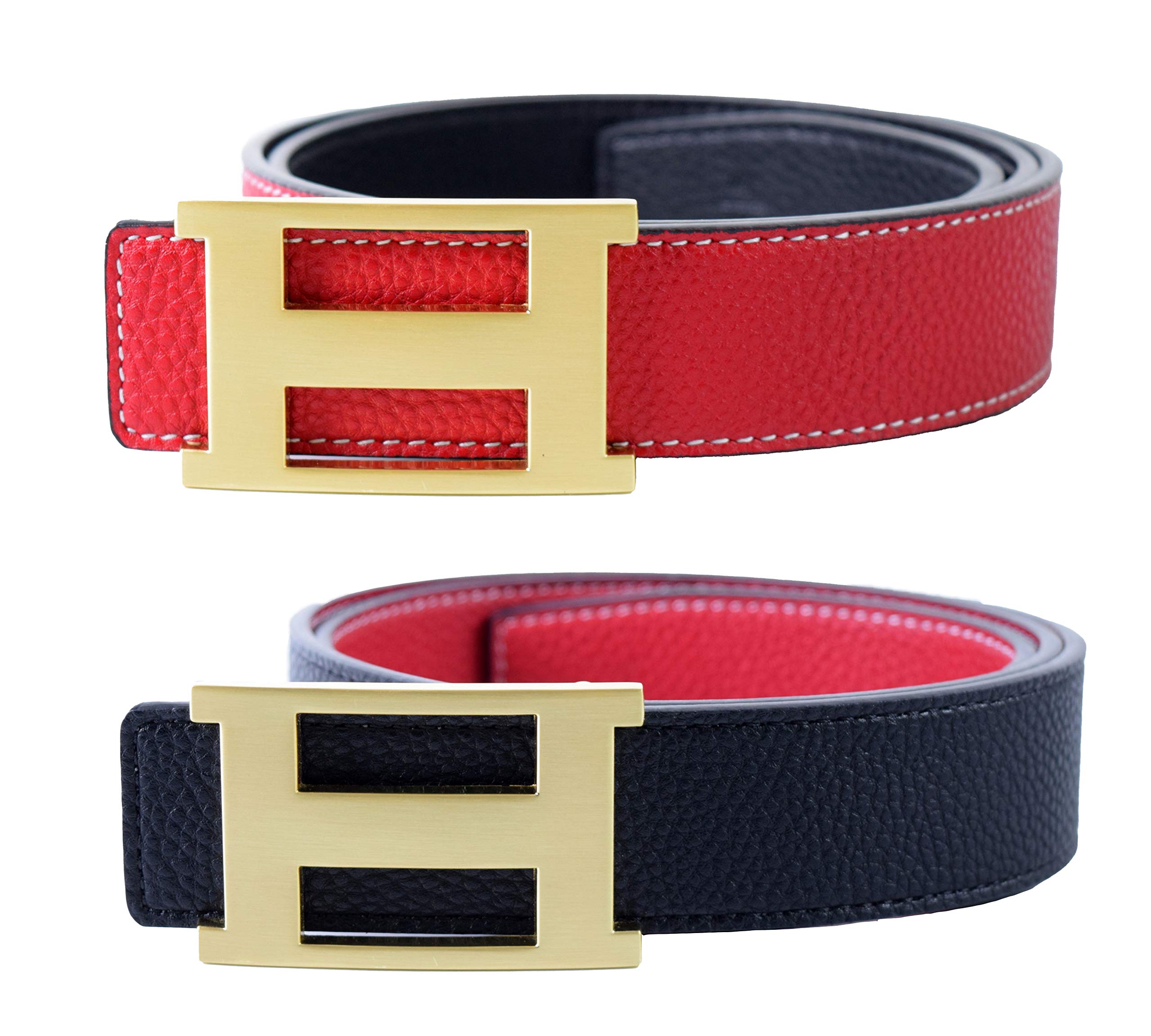 Dinamit Jeans Unisex Genuine Leather Casual Dress Belt with Buckle and Reversible Strap (Available in 2 Sizes)