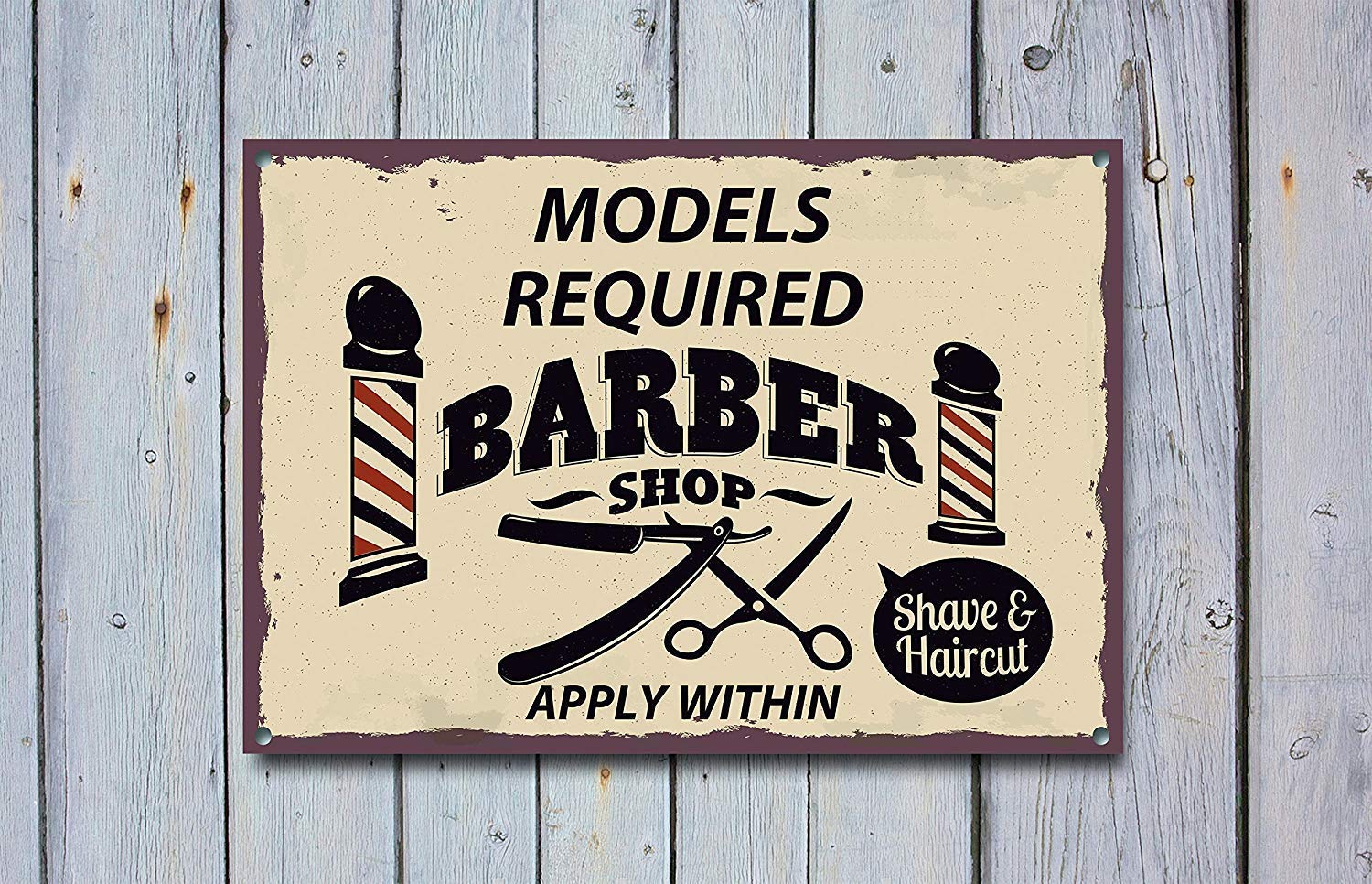 Guadalupe Ross Metal Tin Sign Personalized Barber Shop Sign, Barbershop Signs, Vintage Style Wall Decor Metal Sign 12x8 Inches
