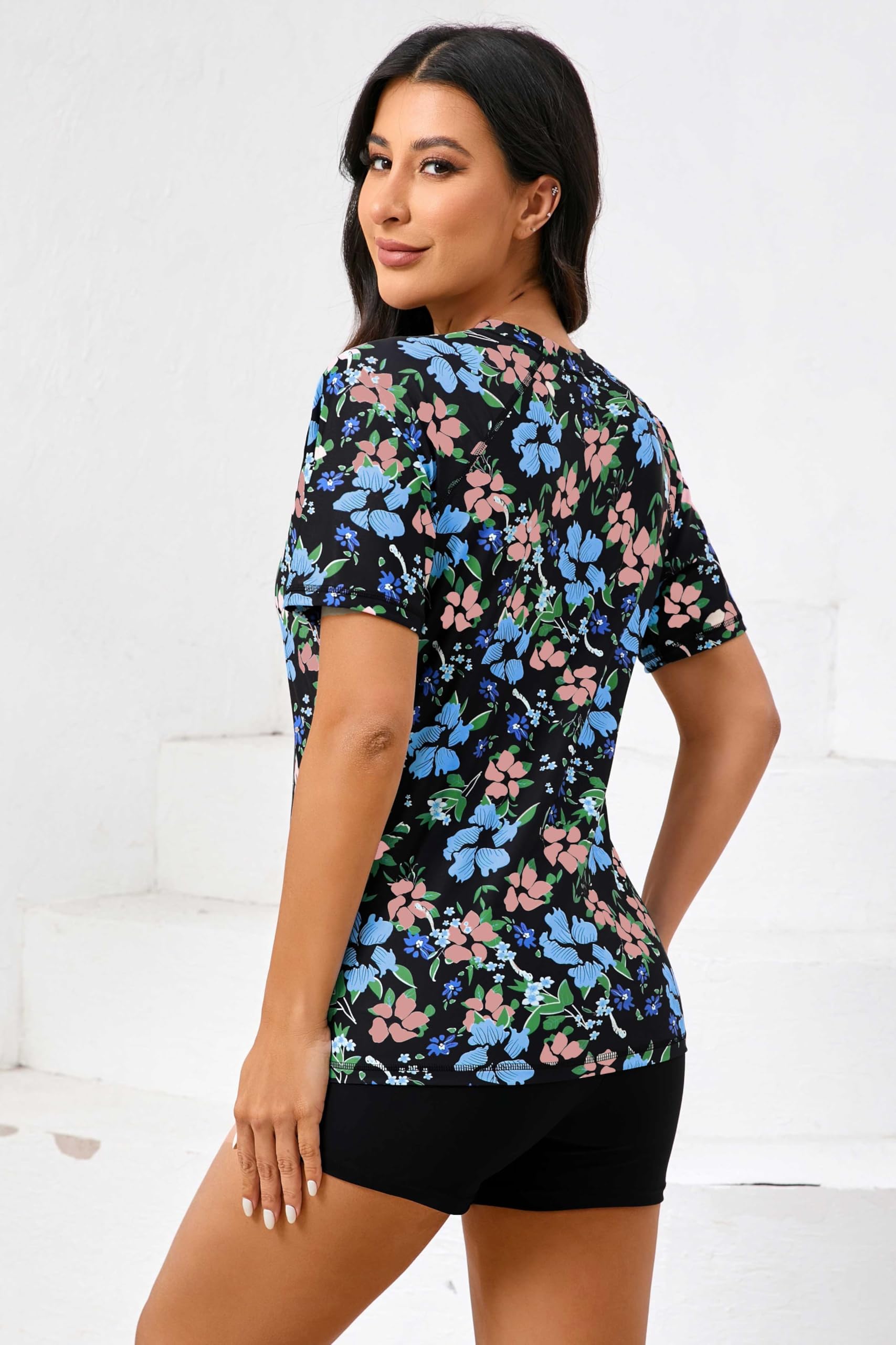 Halcurt Integrierter Damen-BH, Rashguard, UPF 50, zweiteiliger Badeanzug, Shirt und Boardshorts