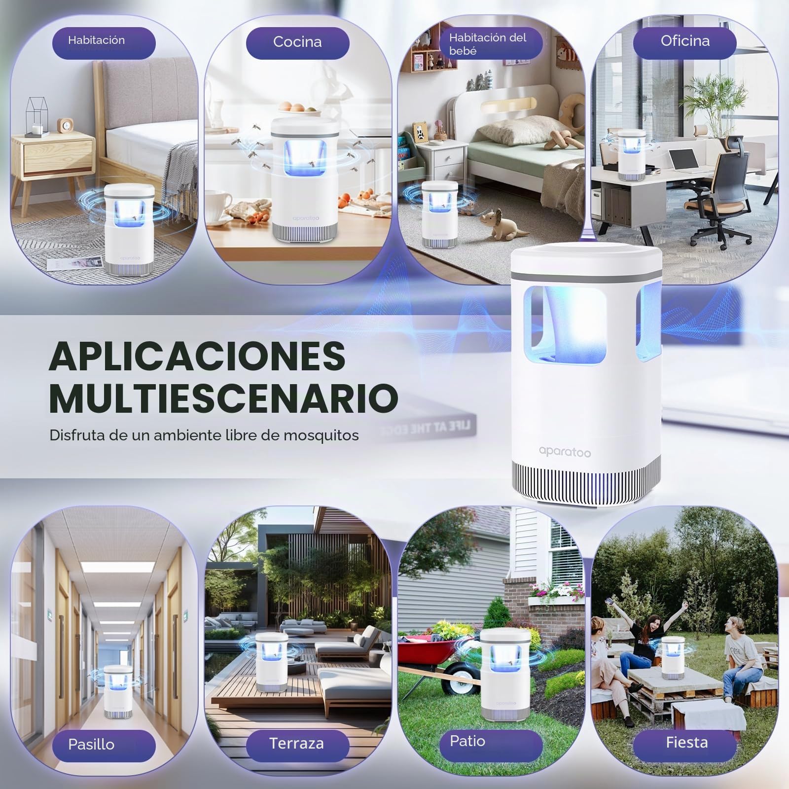 Lámpara Antimosquitos,Eléctrico Mata Mosquitos con Lámpara UV USB,180° Anti Mosquitos Lámpara para Interiores, Exteriores, Dormitorio, Cocina, Oficina