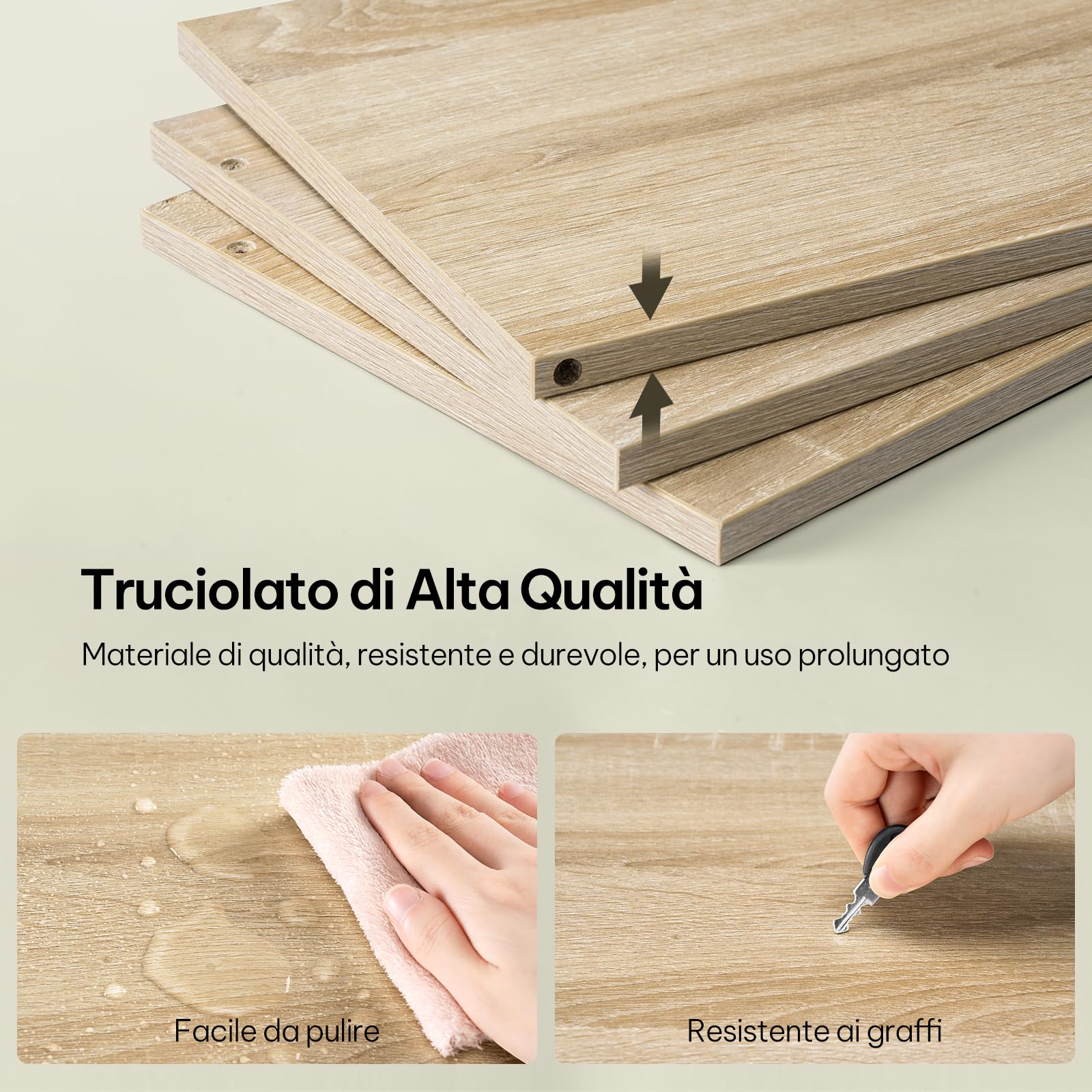 eSituro Libreria Verticale con 3 Scomparti a Giorno e 1 Armadietto, Scaffale Salvaspazio per Studio, Ufficio, in Truciolare e MDF, Legno Chiaro, 34x24x106 cm