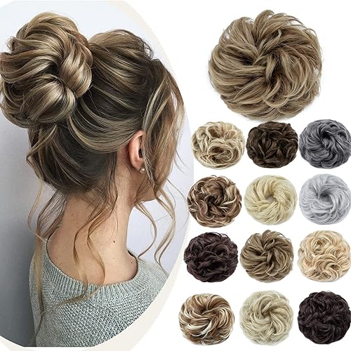 Miniatura 6 de S-noilite 1 extensión de moño desordenado, rizado, ondulado, con banda elástica para moño, moño estilo recogido, elegante extensión de moño para