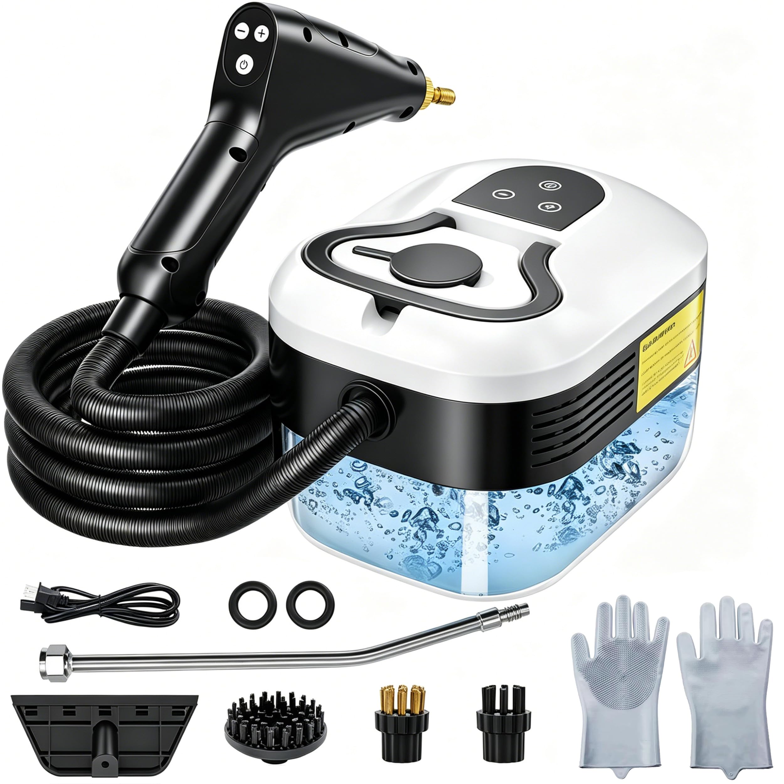 2500W Limpiador a Vapor Portátil, 4.5Bar Vaporeta Limpieza Hogar Potente, 6 Velocidades Ajustables, Calentamiento Rápido en 15s, Depósito de 1200ML, Vaporeta de Mano para Cocina, Ventanas, Pisos, Auto