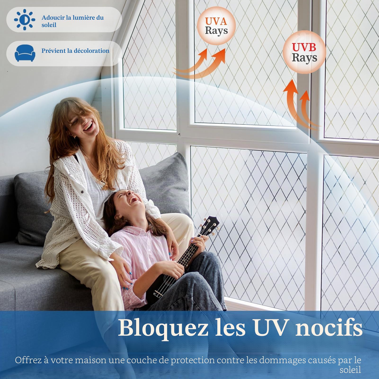 Film Dépoli pour Vitre à Treillis Transparent, Brise-Vue, 60x300cm | Film de Vitrage Répositionnable, Film Décoratif pour Vitre, Film Intimité Électrostatique, Anti-UV pour Maison, Bureau