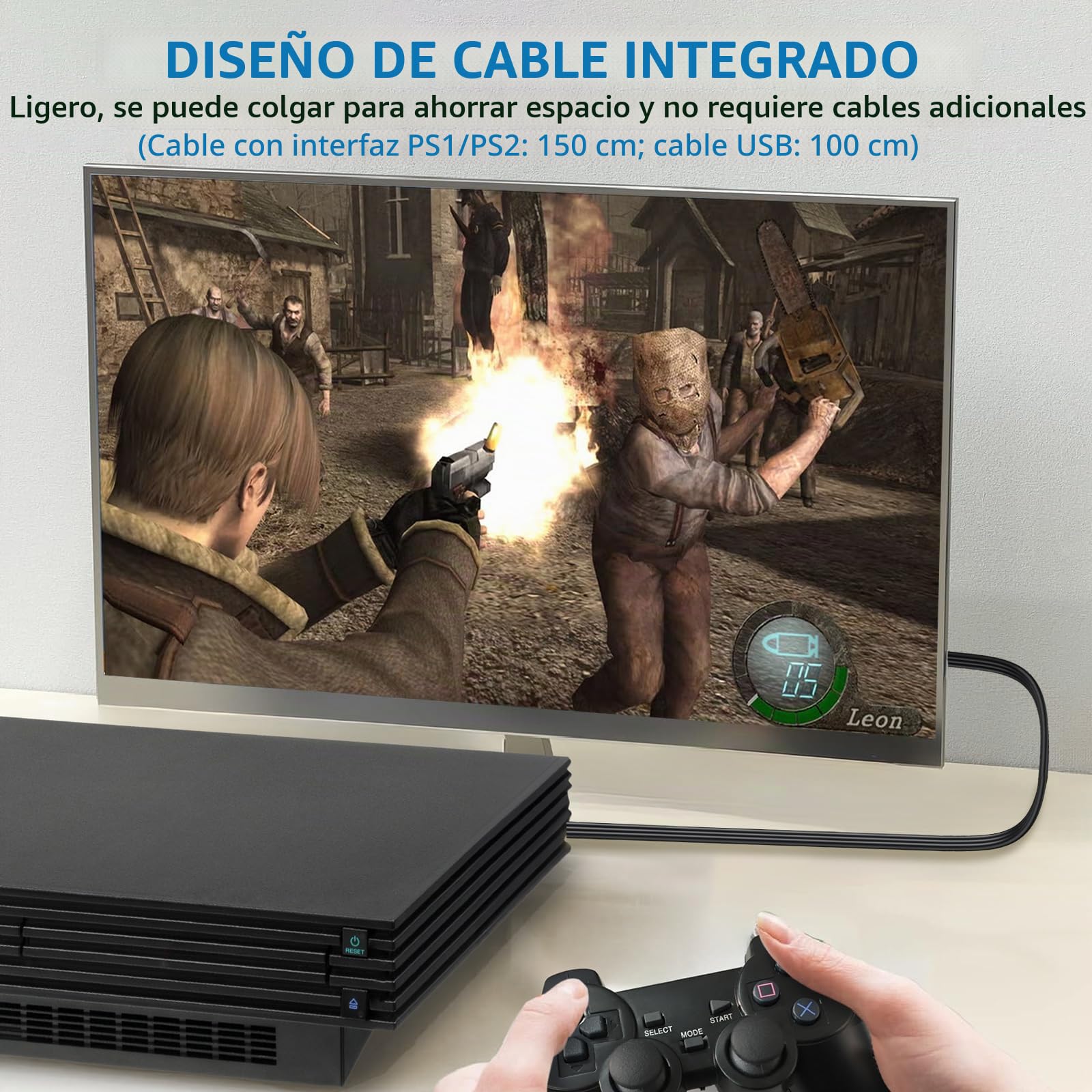 AUTOUTLET Convertidor PS2 a HDMI, Cable HDMI para PS2 y PS1, Interruptor de Relación de Aspecto 4:3/16:9