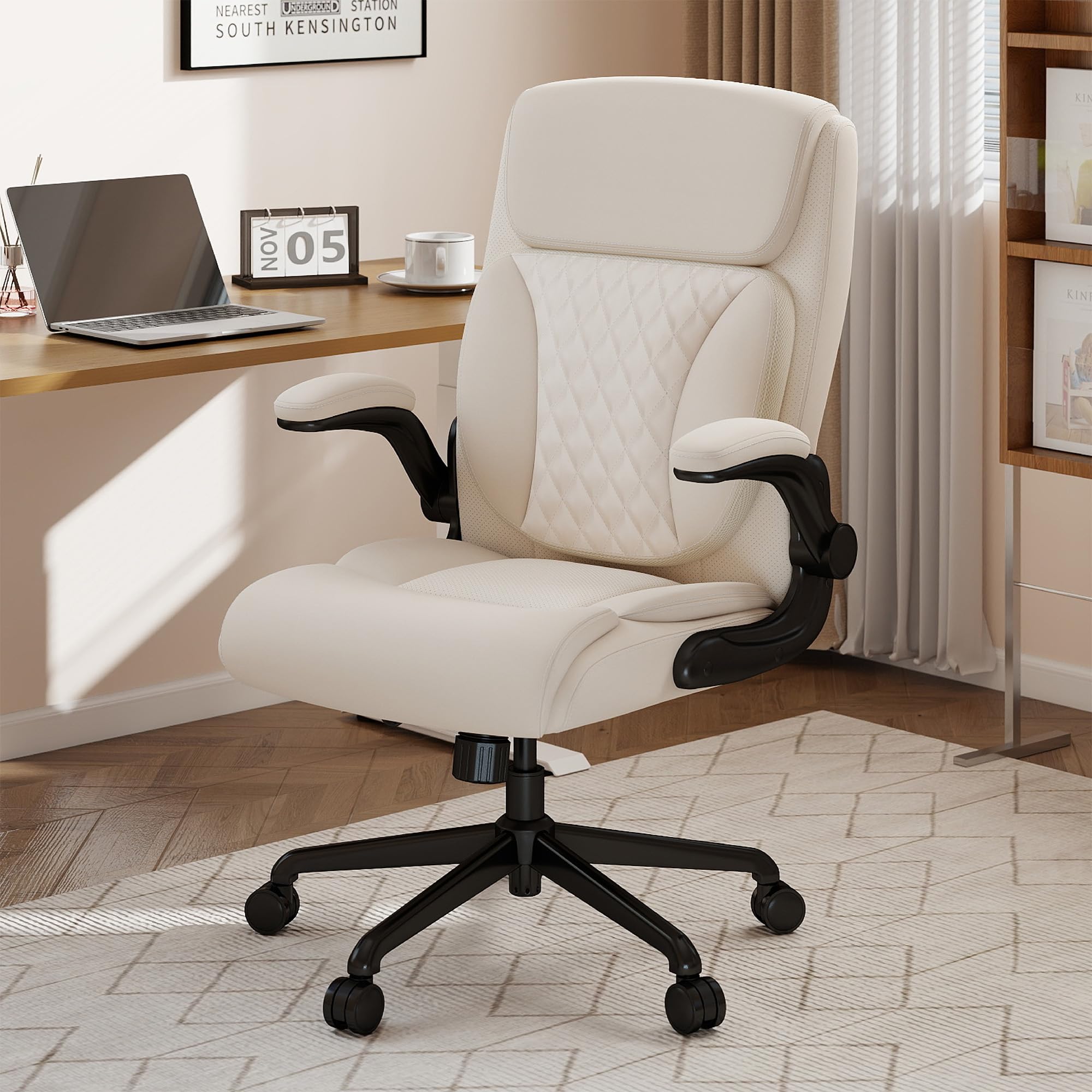 Youhauchair Executive Office Chair, Leather Computer Desk Chair, Beige