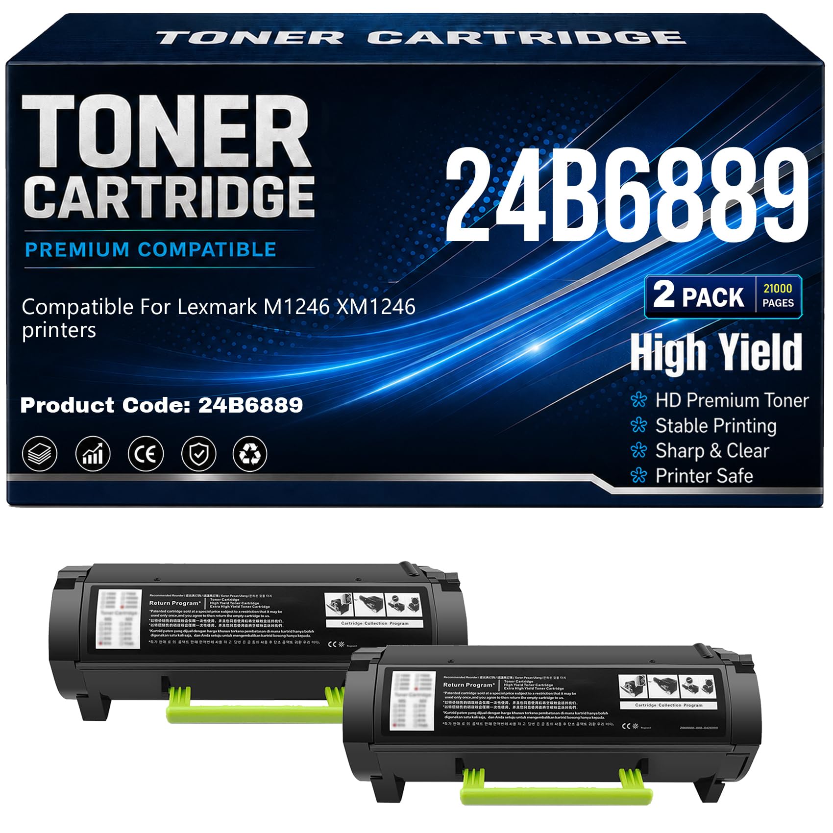 Per Lexmark M1246XM1246 Cartucce di toner Compatibile 24B6889 Tonico per Lexmark M1246XM1246 Stampanti con chip Lavoro ad alto rendimento 21000 pagine