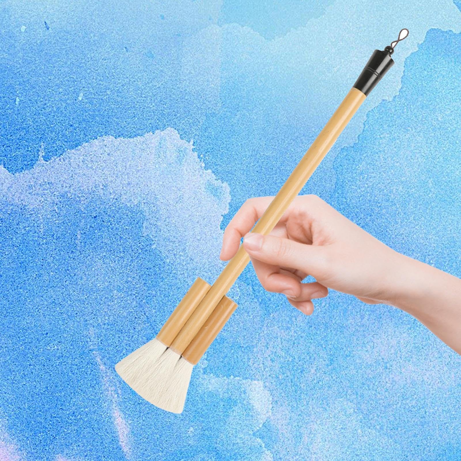 Künstler-Aquarellpinsel, Ziegenhaar, flach, Holzgriff, 3er Set