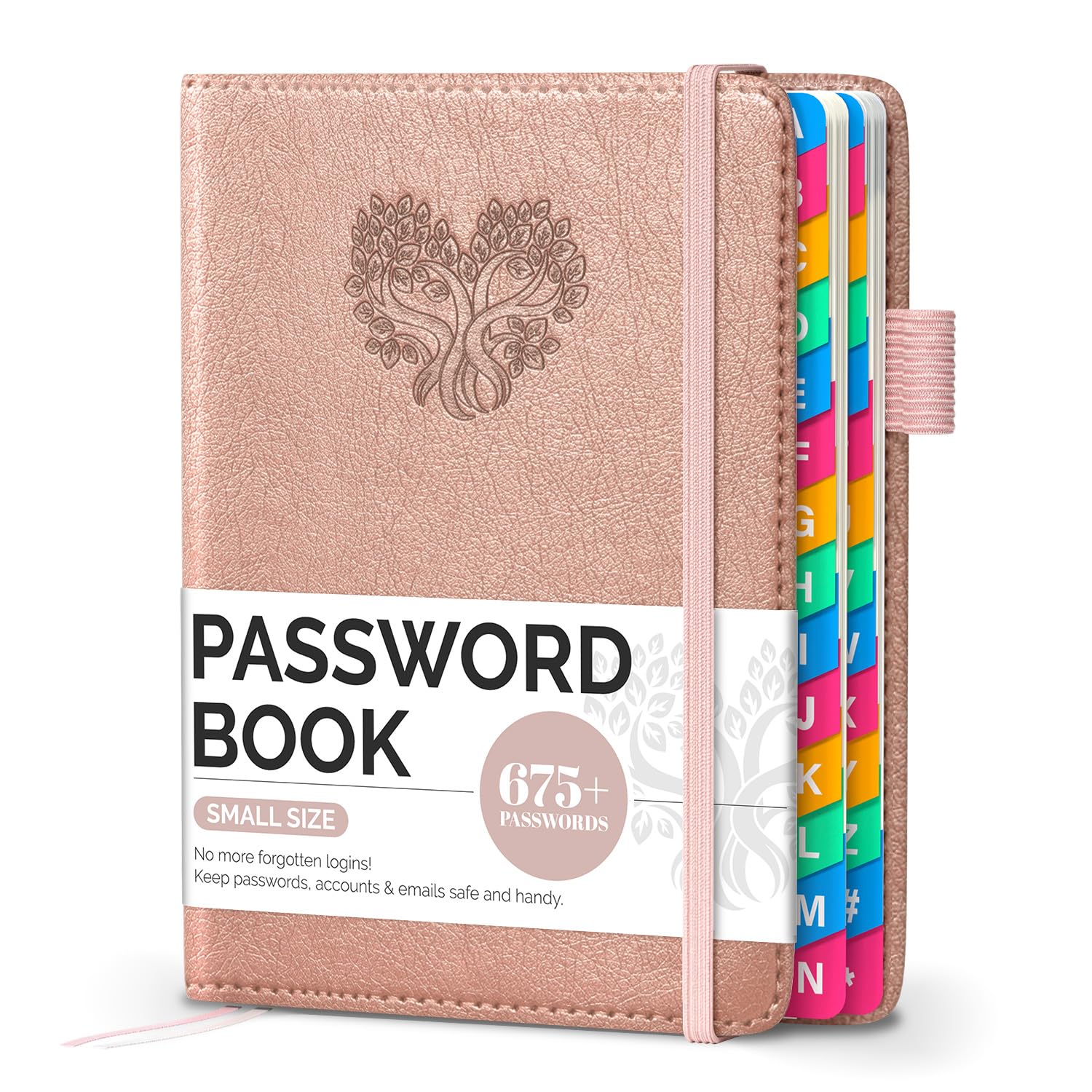 Witsbrez Password Keeper Book with Colorful Alphabetical Tabs, Small Internet Password Book for Seniors, Password Organizer for Website Logins (Rose
