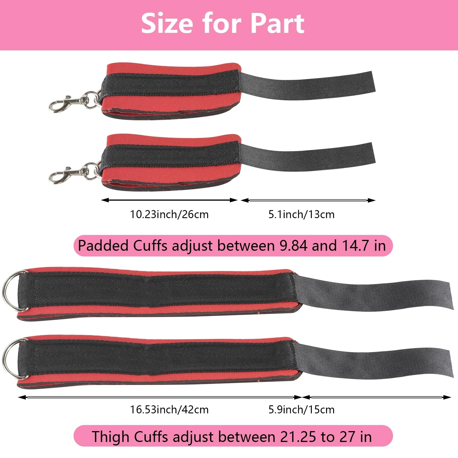 cavigliere in nylon Love Accessorio strumento di controllo per mani e piedi (nero e rosso)…