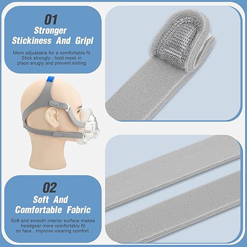 Miniatura 4 de Wiscky Juego de 3 cascos para ResMed AirFitAirTouch F20-3 unidades de repuesto compatibles con máscara facial completa, incluye correas elásticas y