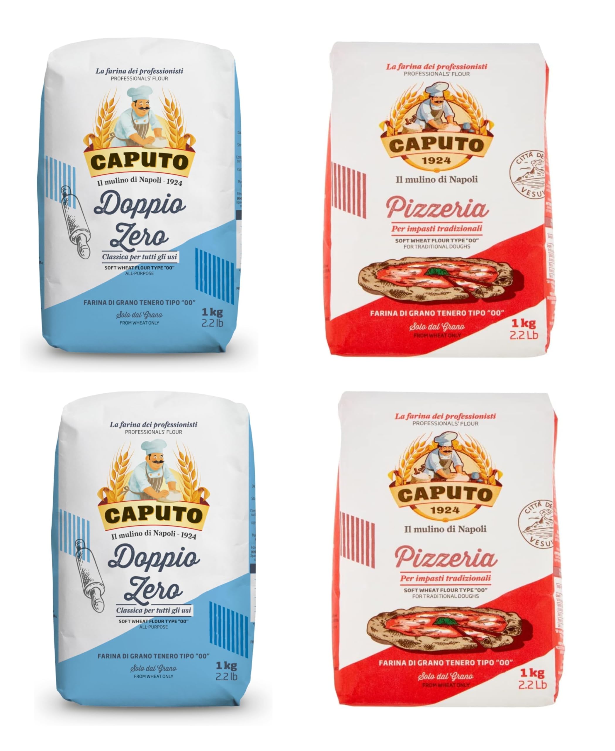 Caputo, paquete de selección - 2 x Classica 1kg / 2 x Pizzeria 1kg - (total 4 bolsas)