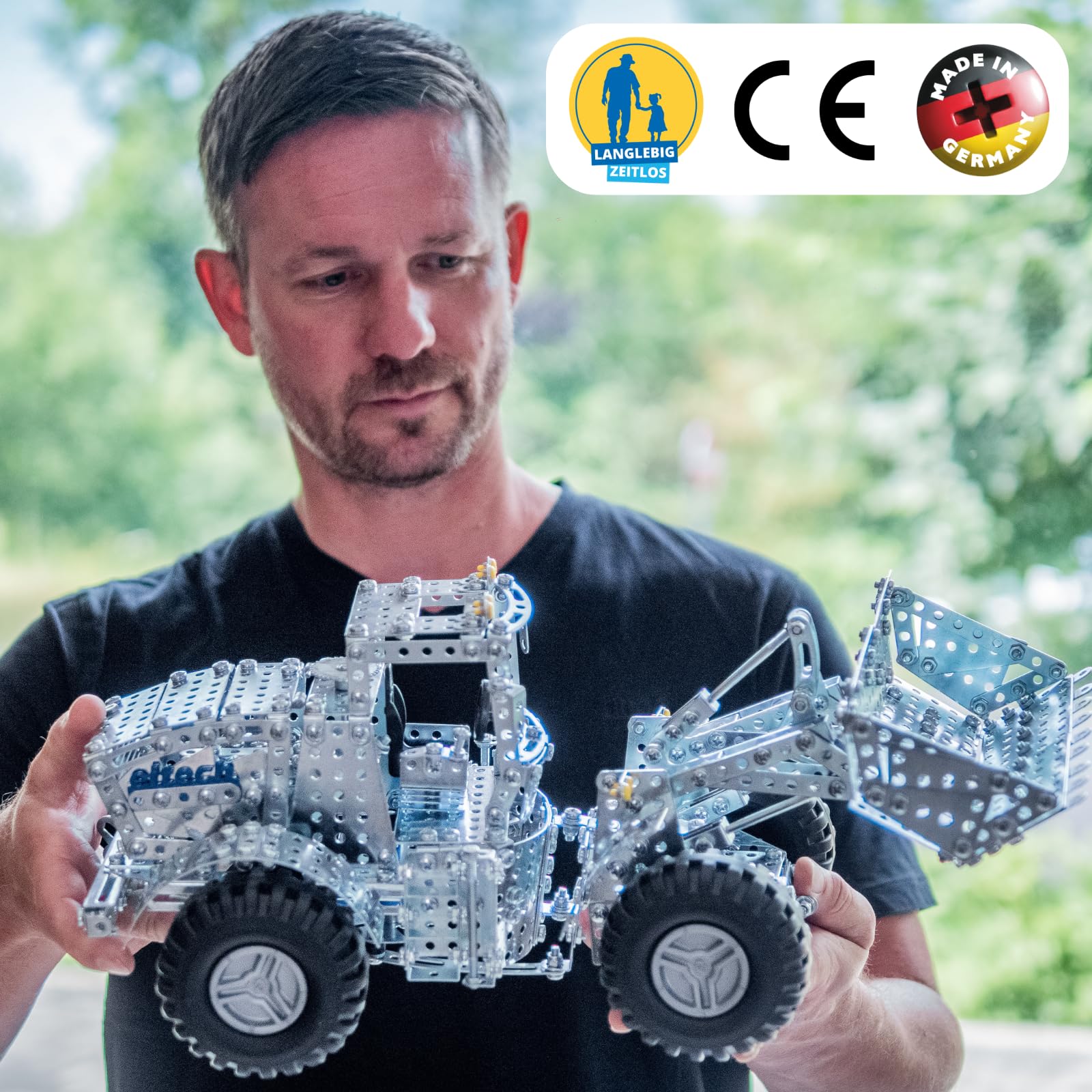 Eitech Radlader XL - Metallbaukasten 00330, 1.500 Bauteile, Länge 43cm | Konstruktionsspielzeug für Jugendliche und Erwachsene, Baustellenfahrzeug selber bauen, Stabilbaukasten, Konstruktor Metall