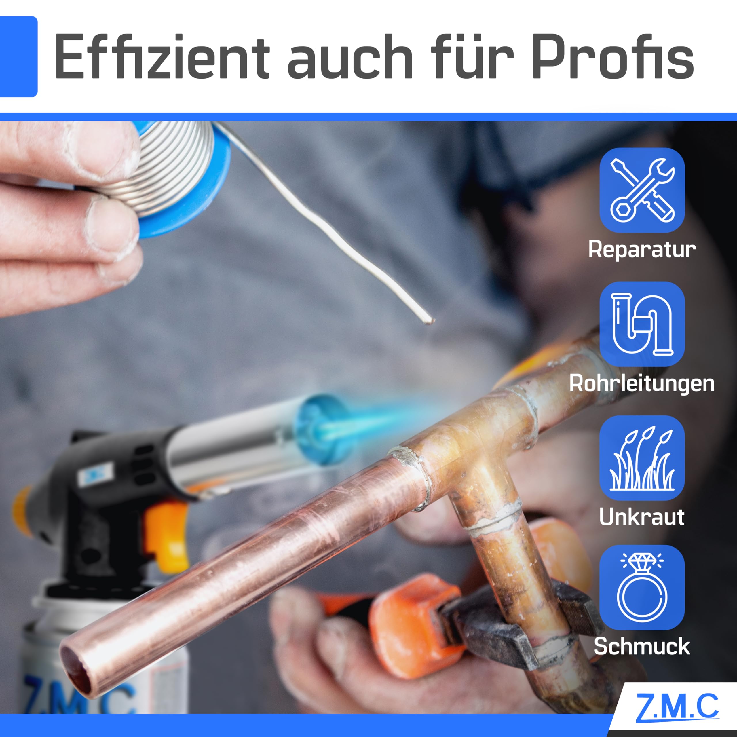 Z.M.C Bruciatore a gas + 28 cartucce a gas da 227 g, bruciatore a flamber fino a 1300 °C, torcia a saldatura, torcia da cucina con fiamma regolabile