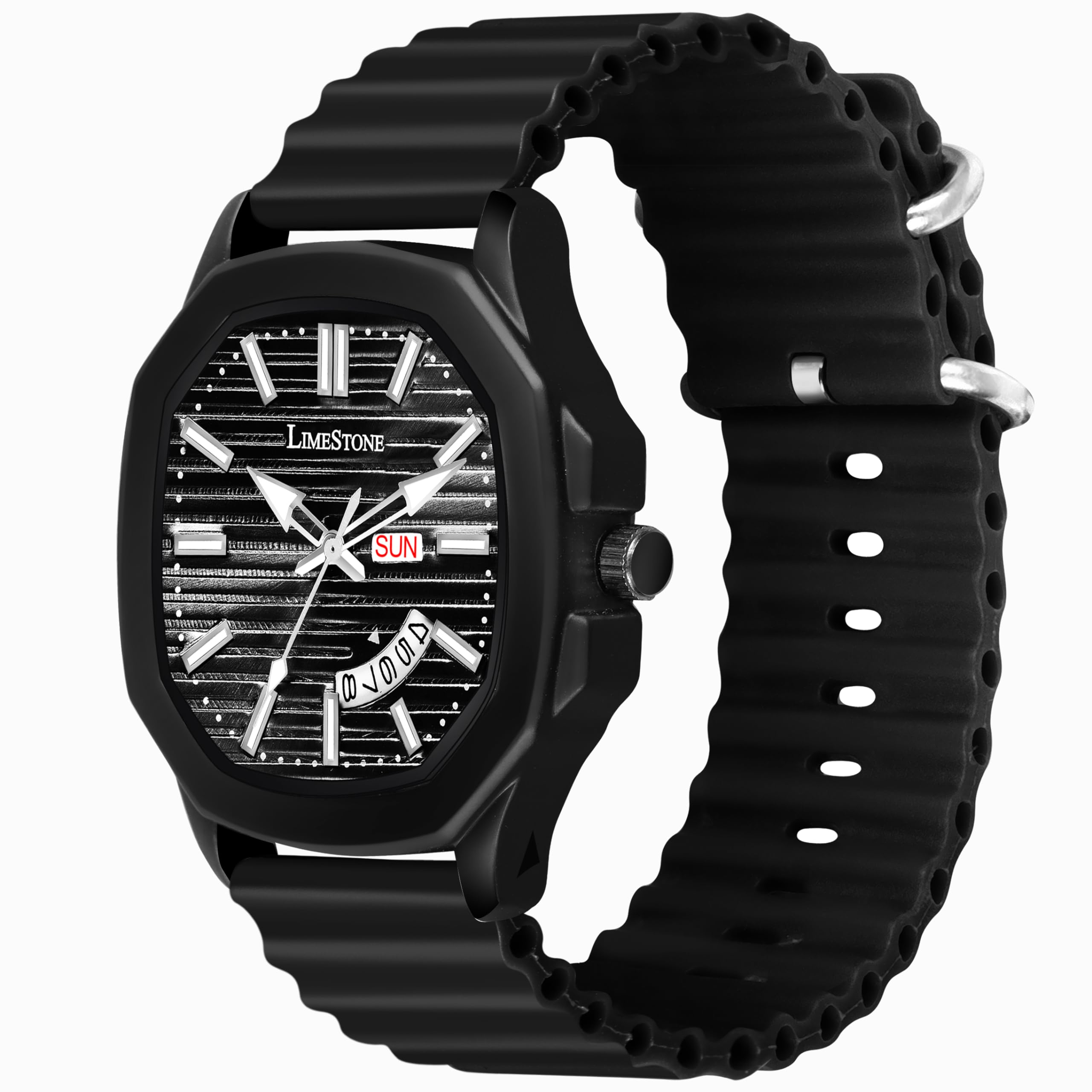 LIMESTONE T800 Day and Date Functioning T800 Colored Silicone Strap 3D Embossed Dial Quartz Analog Watch - for Men (TAN Black) (B0CLZL7J58) Amazon Price History, Amazon Price Tracker