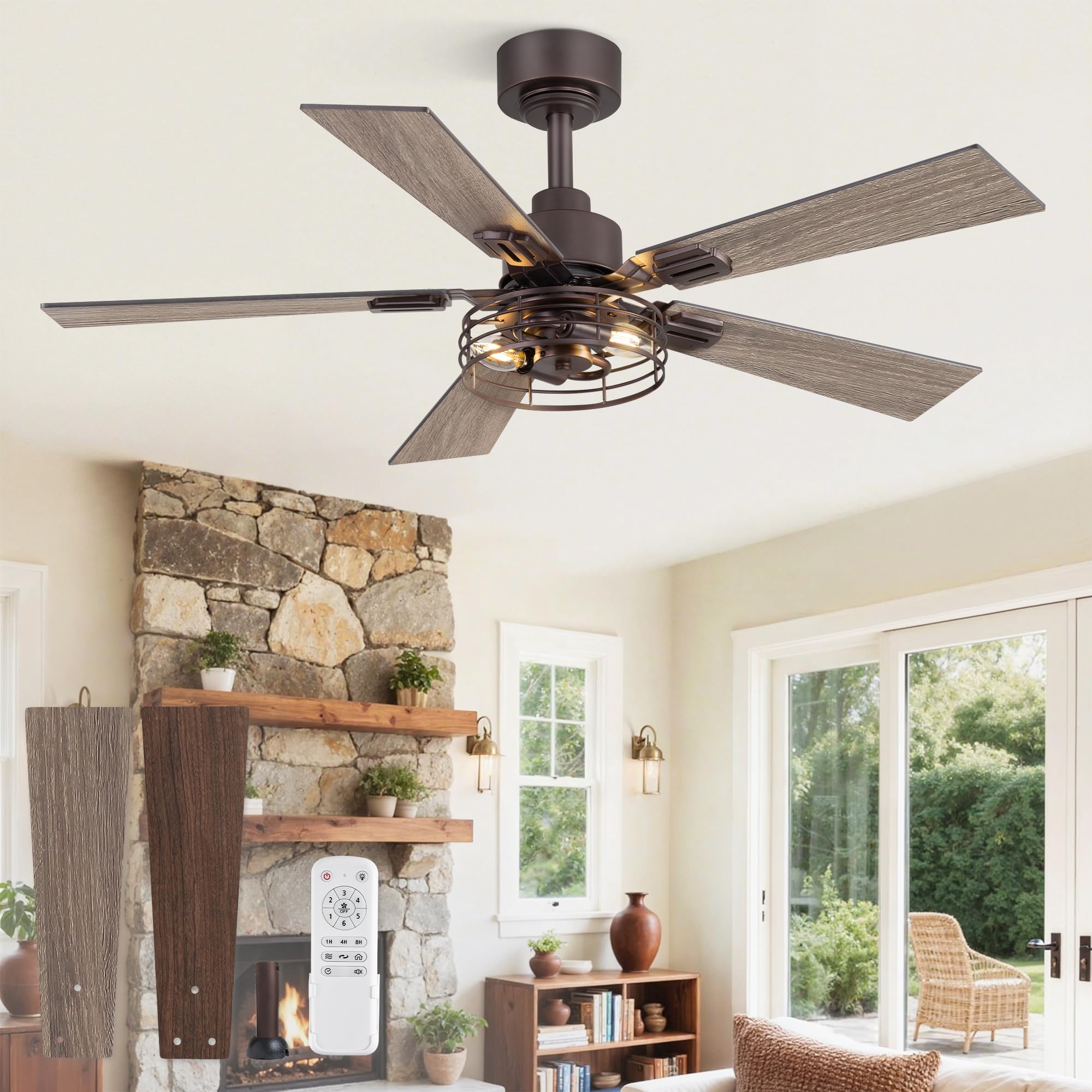 Fanbulous 42 Inch Farmhouse Rustic Ceiling Fan with Light &amp; Remote