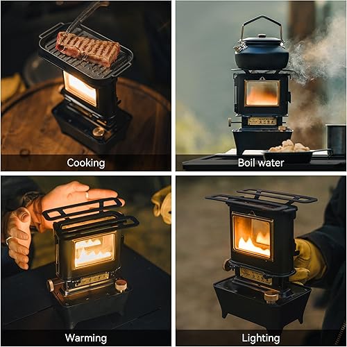 Miniatura 3 de Thous Winds Linterna de aceite de campamento, lámpara de combustible para iluminación al aire libre, estufa portátil para calentar cocción, color