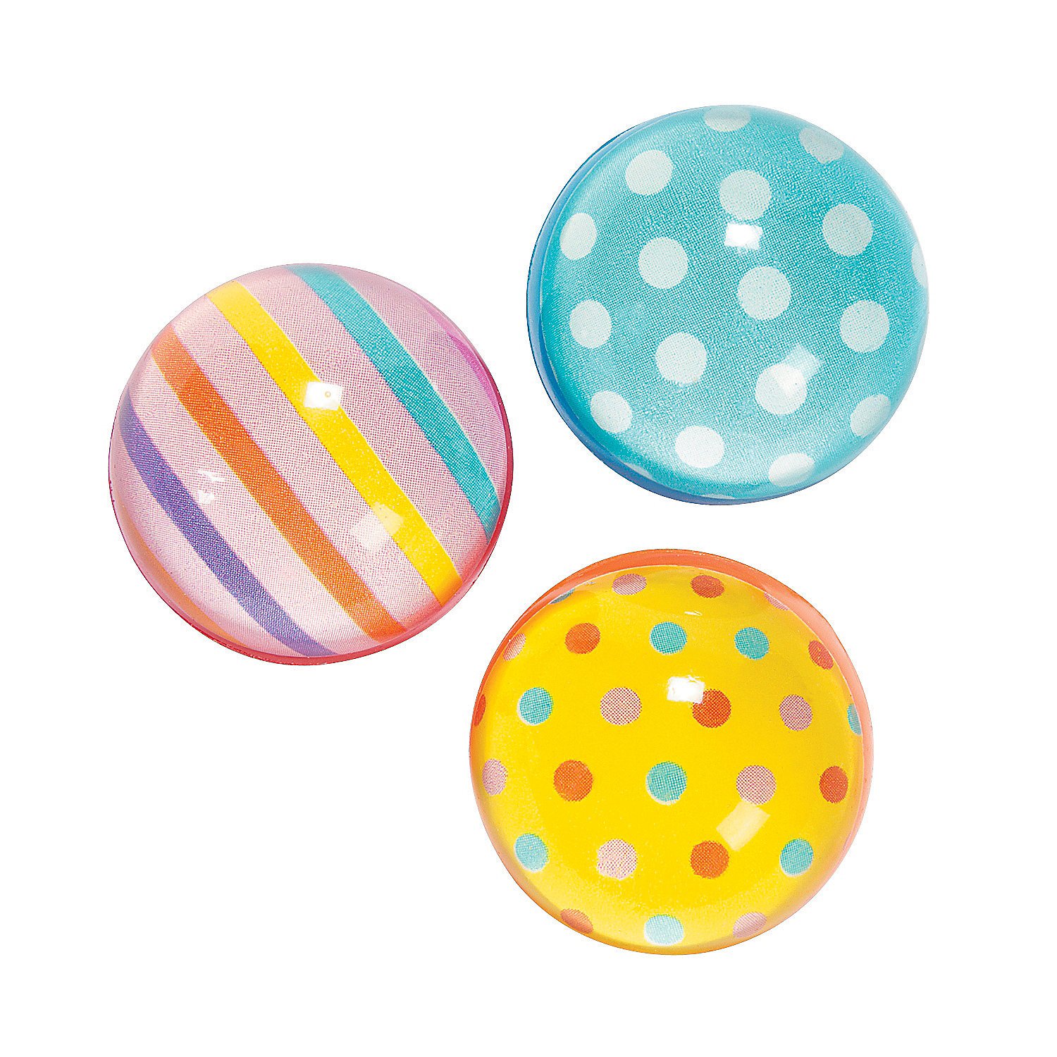 Fun Express - Dots & Stripes Bouncing Ball - Toys - Balls - Bouncing Balls - 12 Pieces
