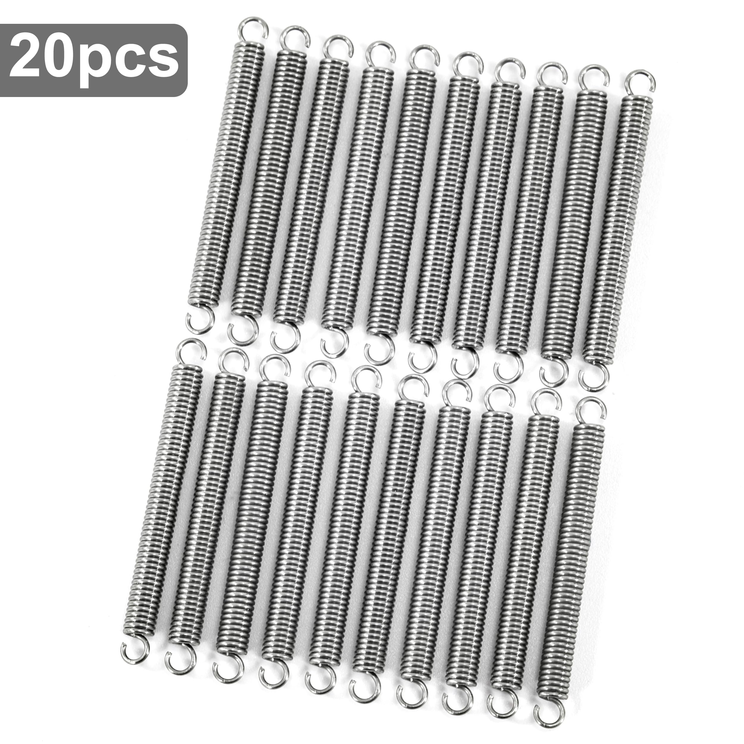 Sprężyna trakcyjna 30 mm Sprężyny napinające z hakami sprężynami ze stali nierdzewnej średnica drutu 0,5 mm średnica zewnętrzna 3 mm, siła 0,90 kg, 20 sztuk
