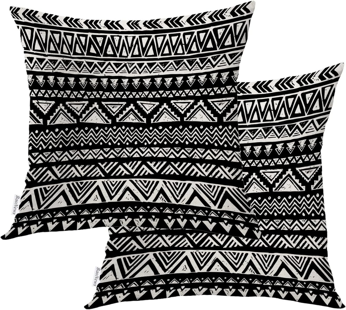 BaoNews Ethnic Hipster Geometric Throw Pillow Covers,Abstract Black and
