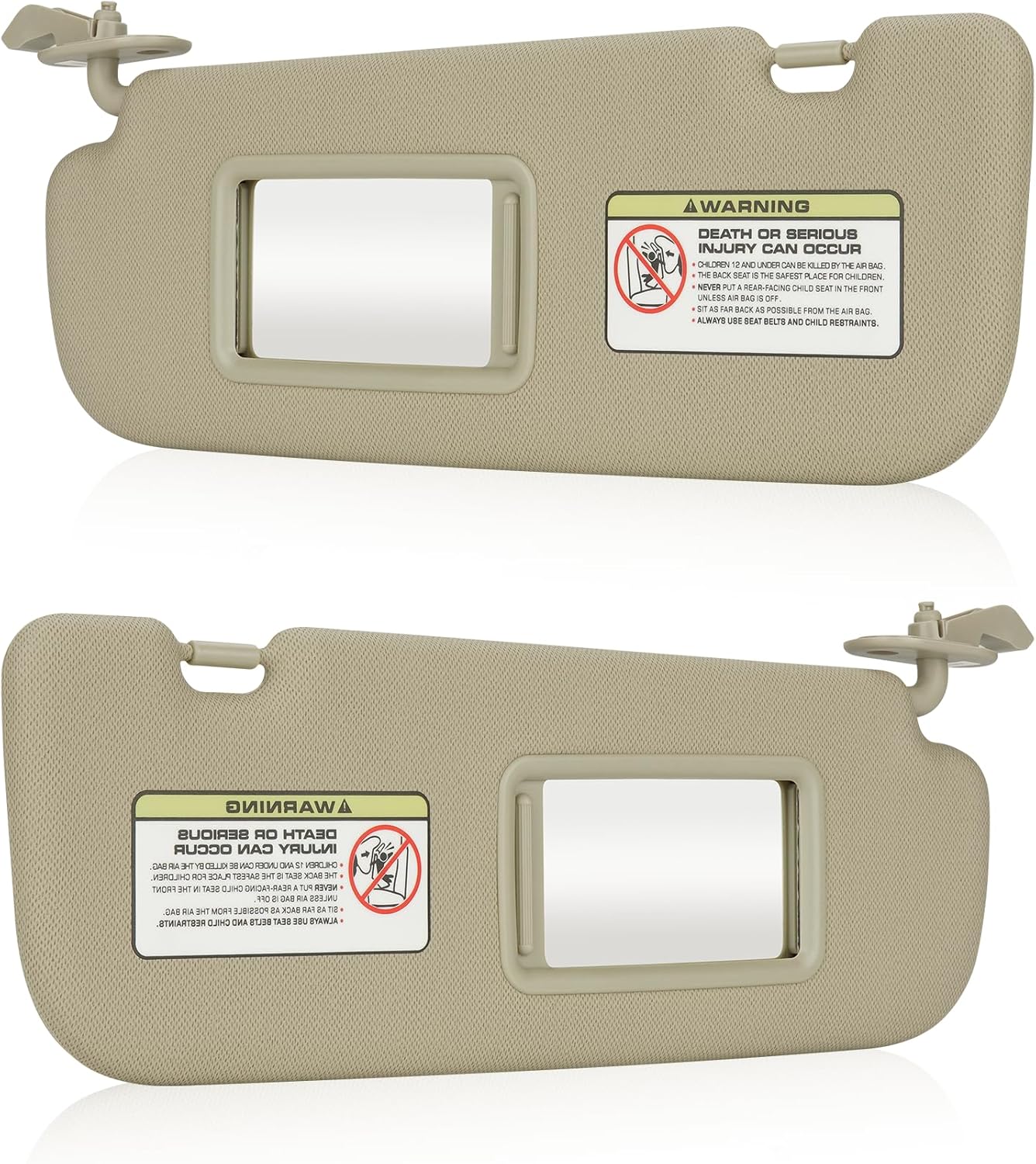 Beige Driver Left + Passenger Right Side Sun Visor Replacement Compatible with Hyundai Elantra 2011 2012 2013 2014 2015 (Not Fit for GT) Replace 852103X000TX 852203X000TX